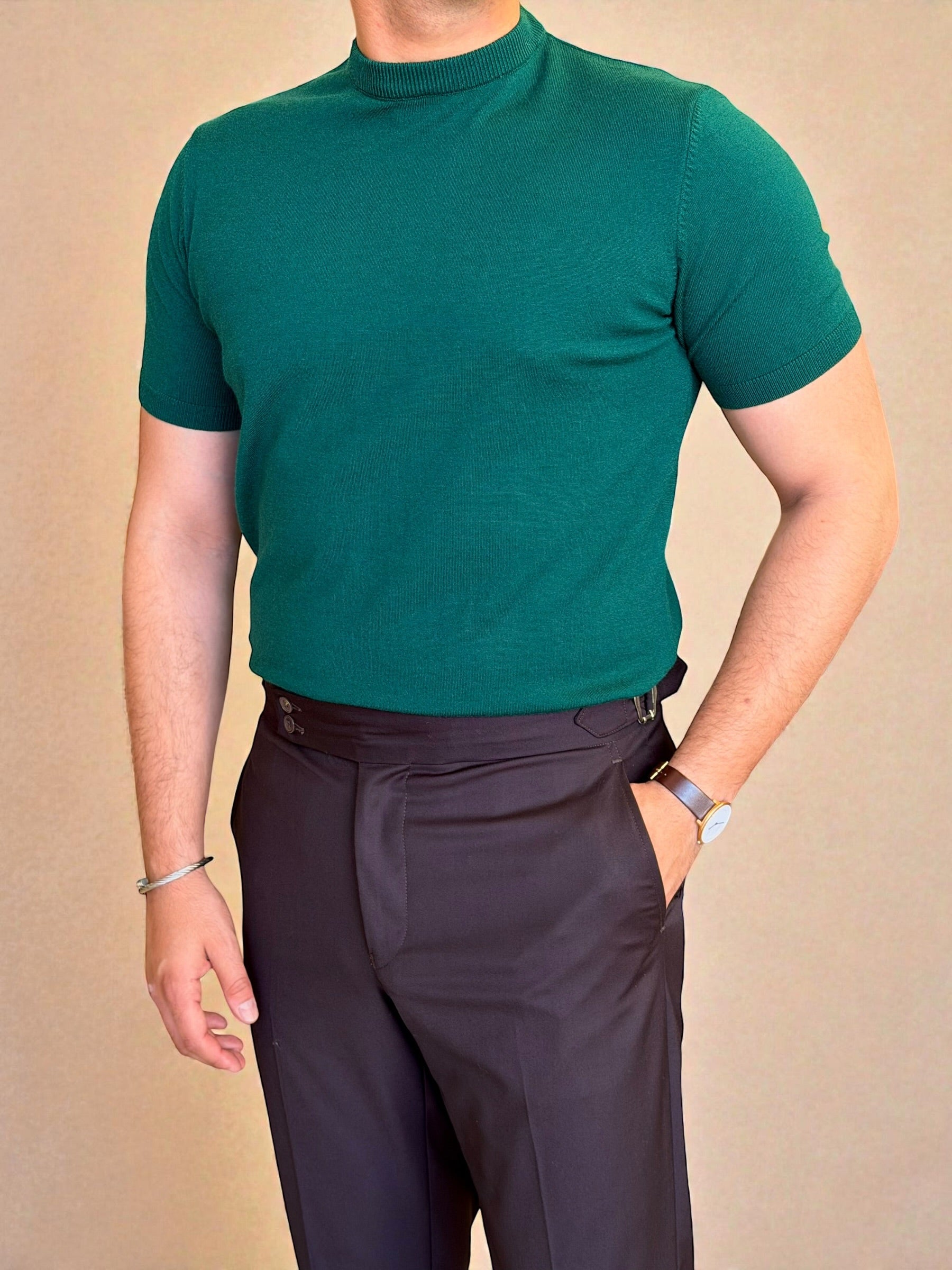 Round Knitwear basic - Green