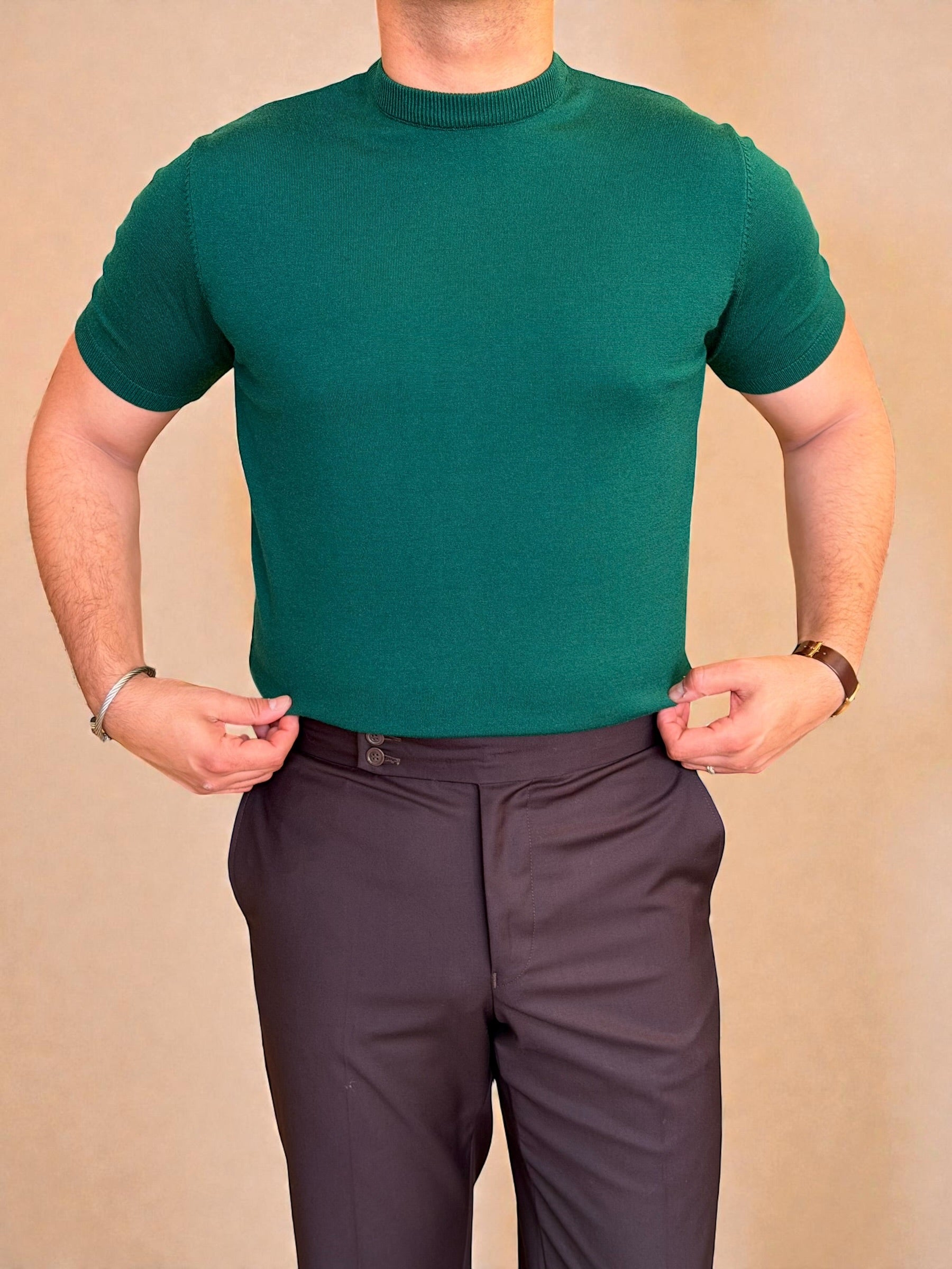 Round Knitwear basic - Green