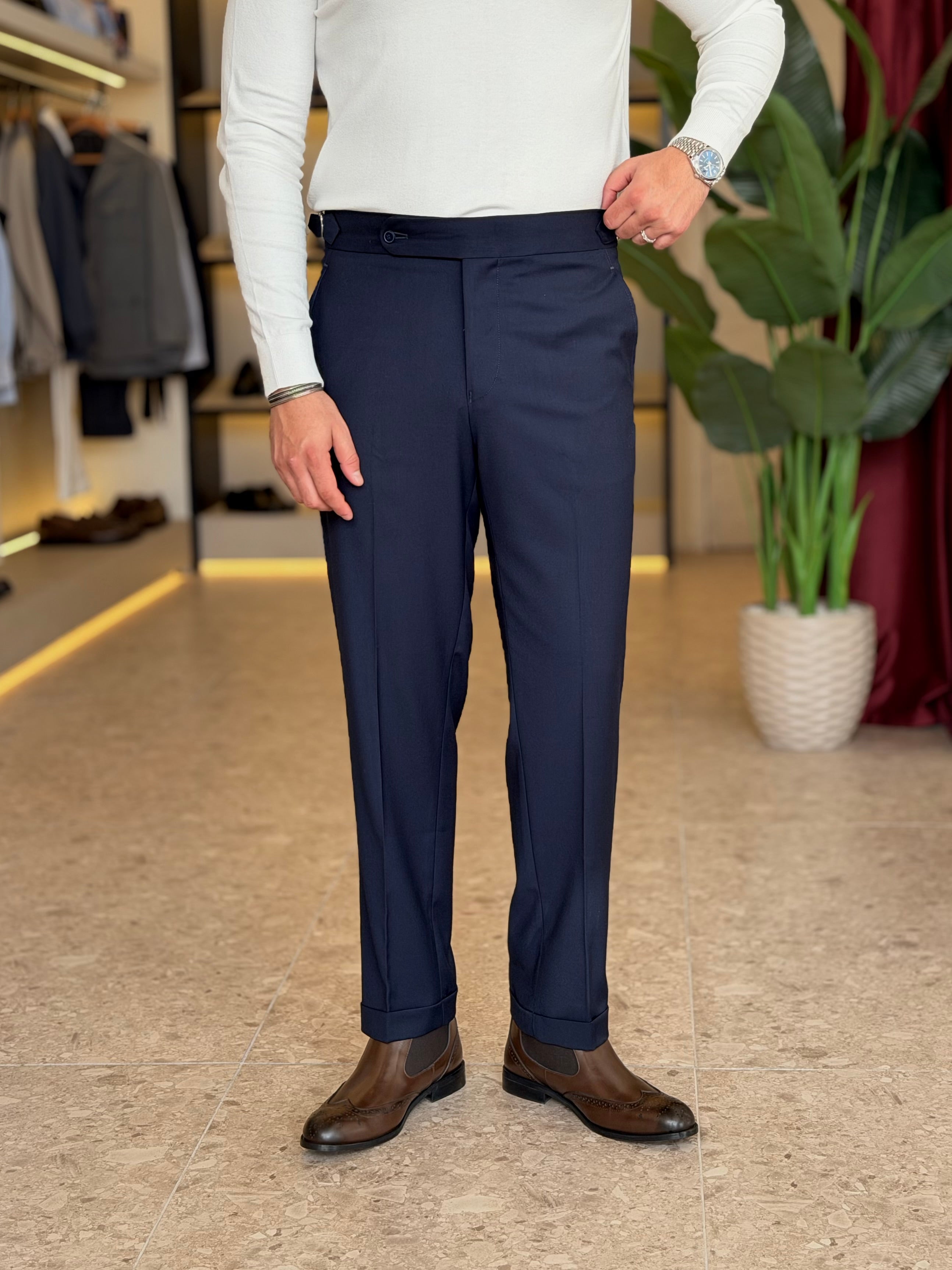 Chino Side Adjuster Trousers - Navy
