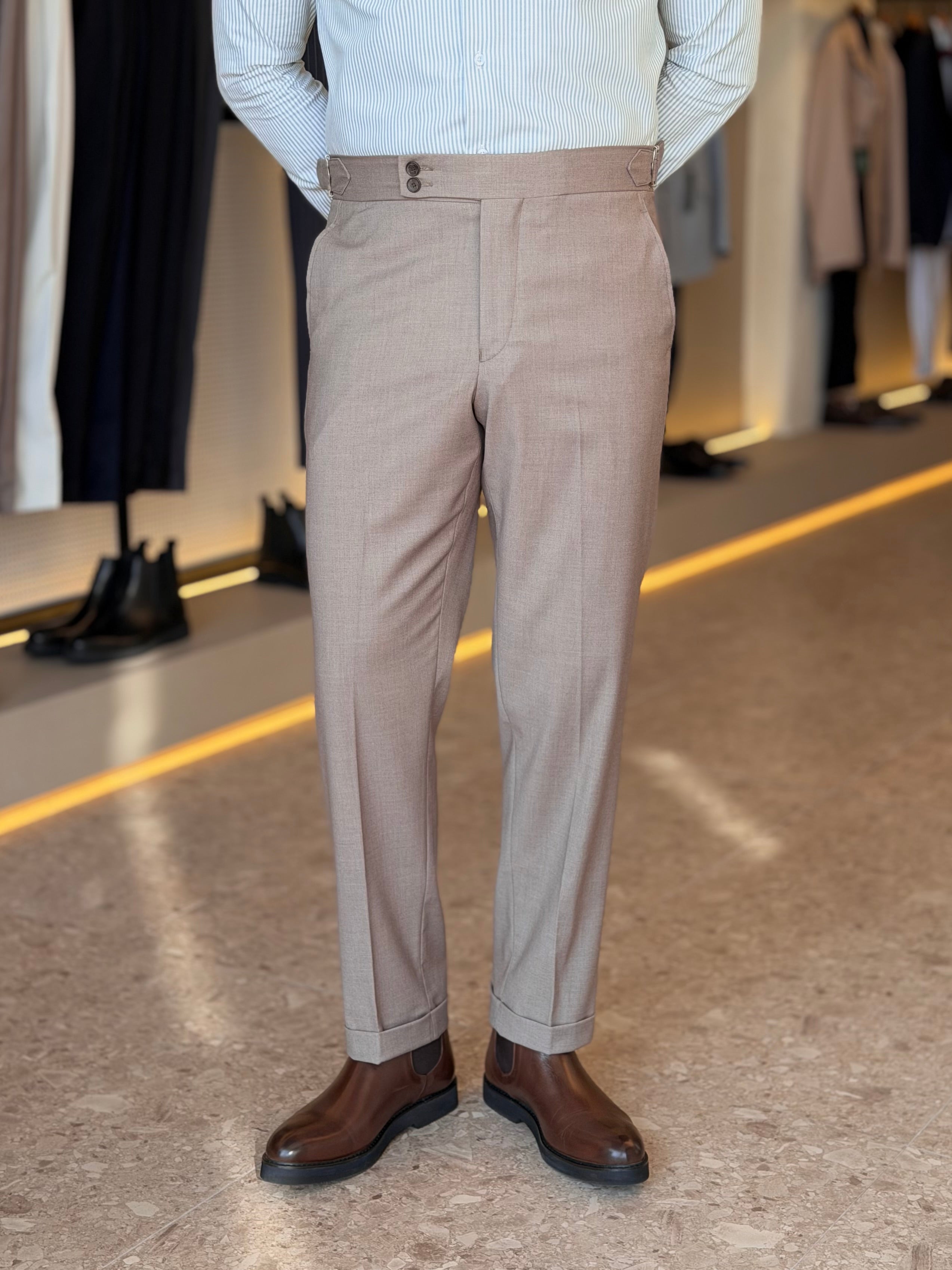 Double button chino trouser - Cacao