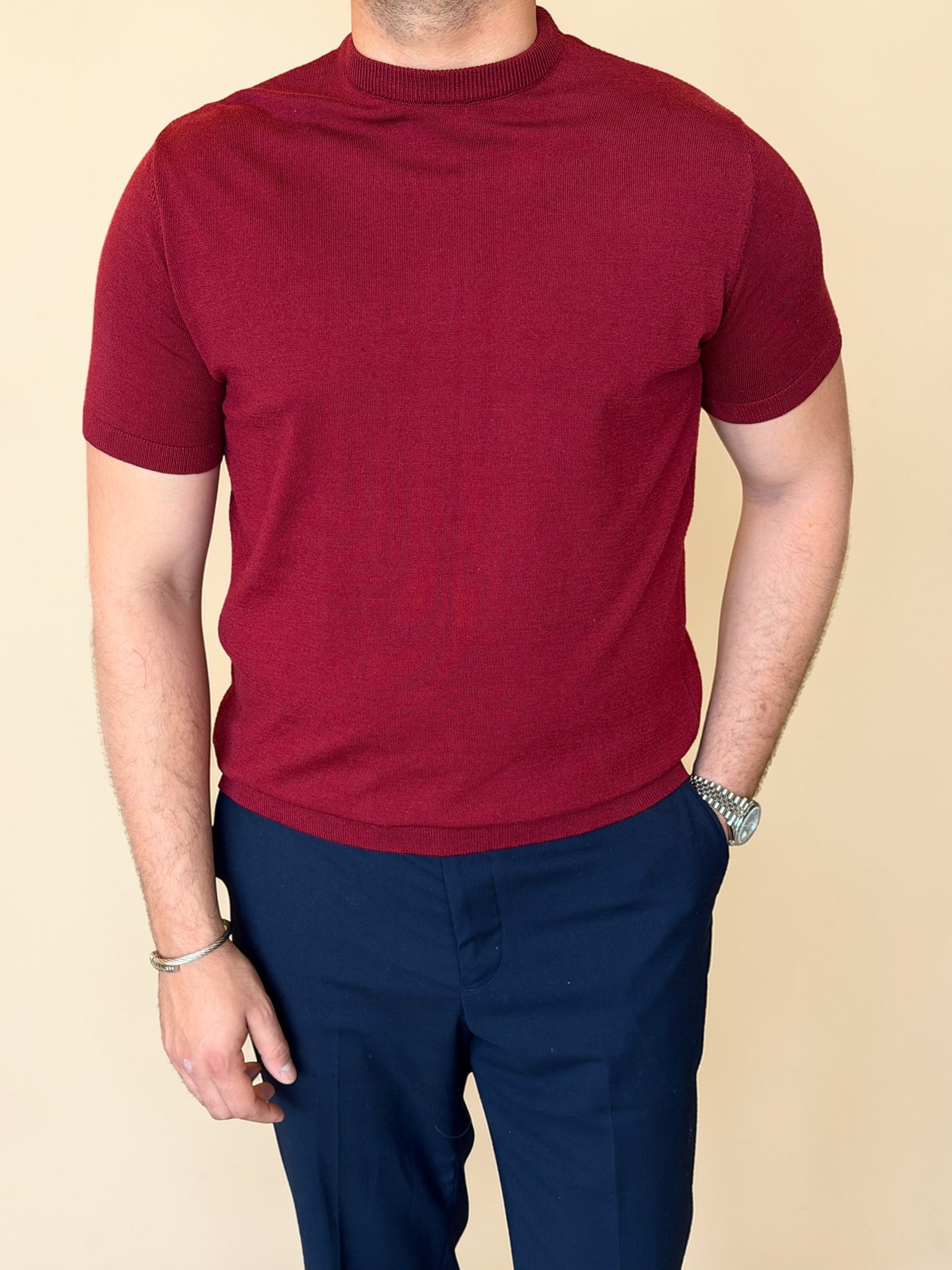 Round Knitwear basic - Burgundy