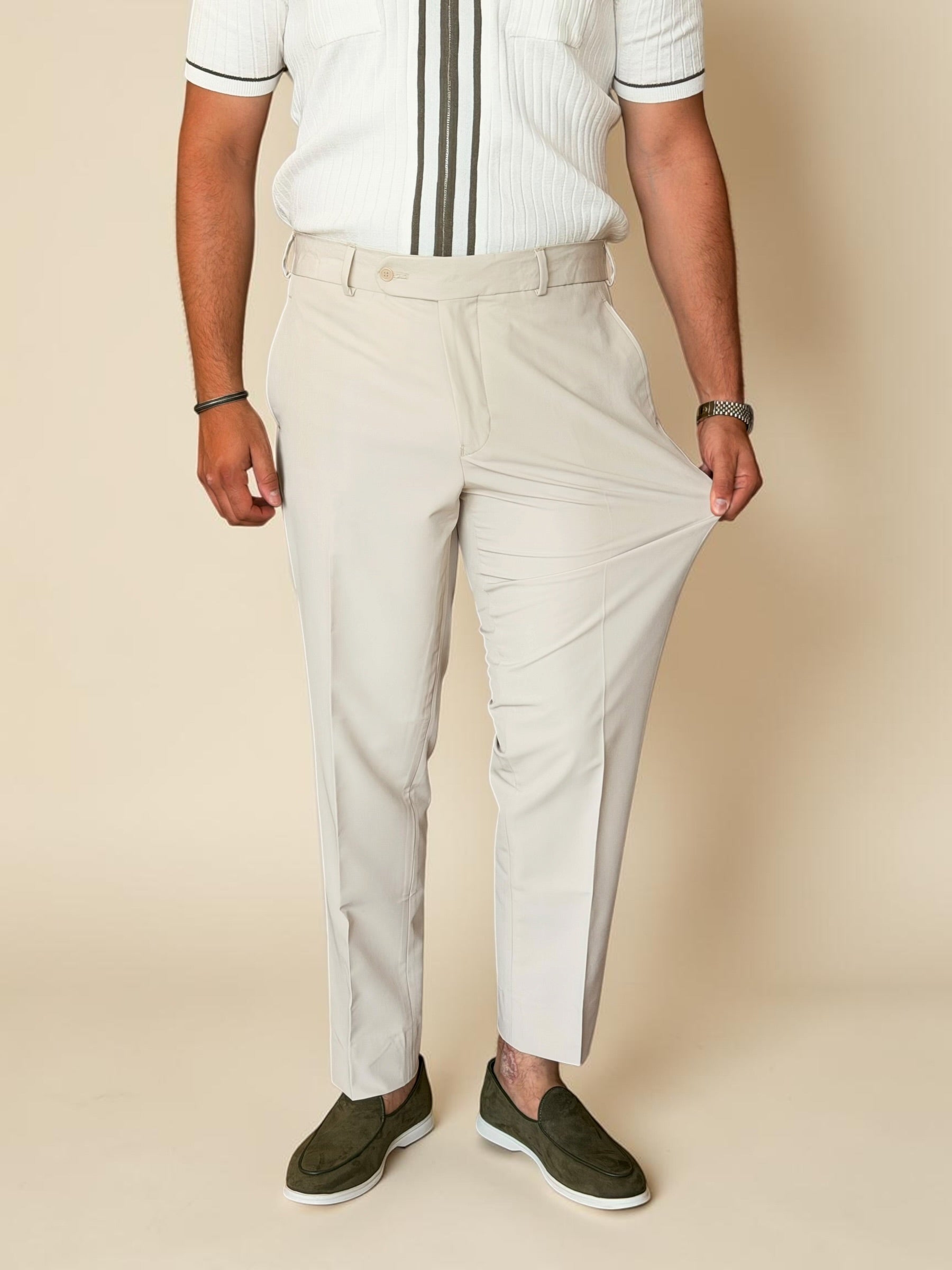 Tailored Lycra Trousers - off white