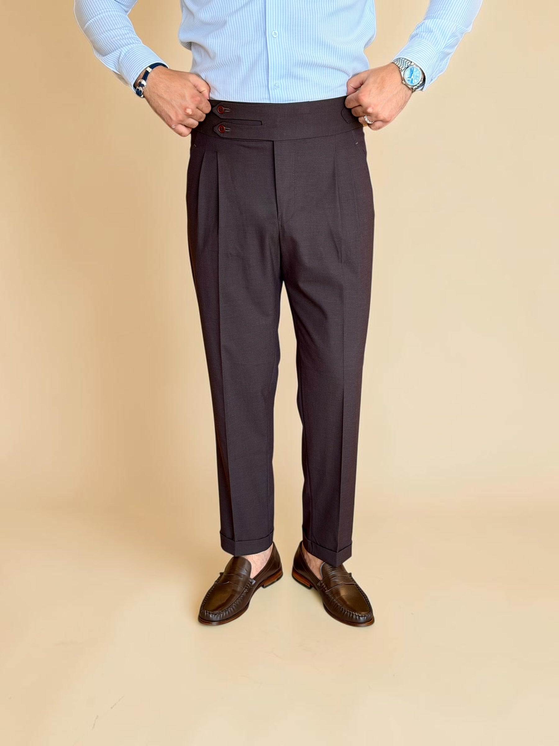 Double-Belt Gurkha Trousers - Brown