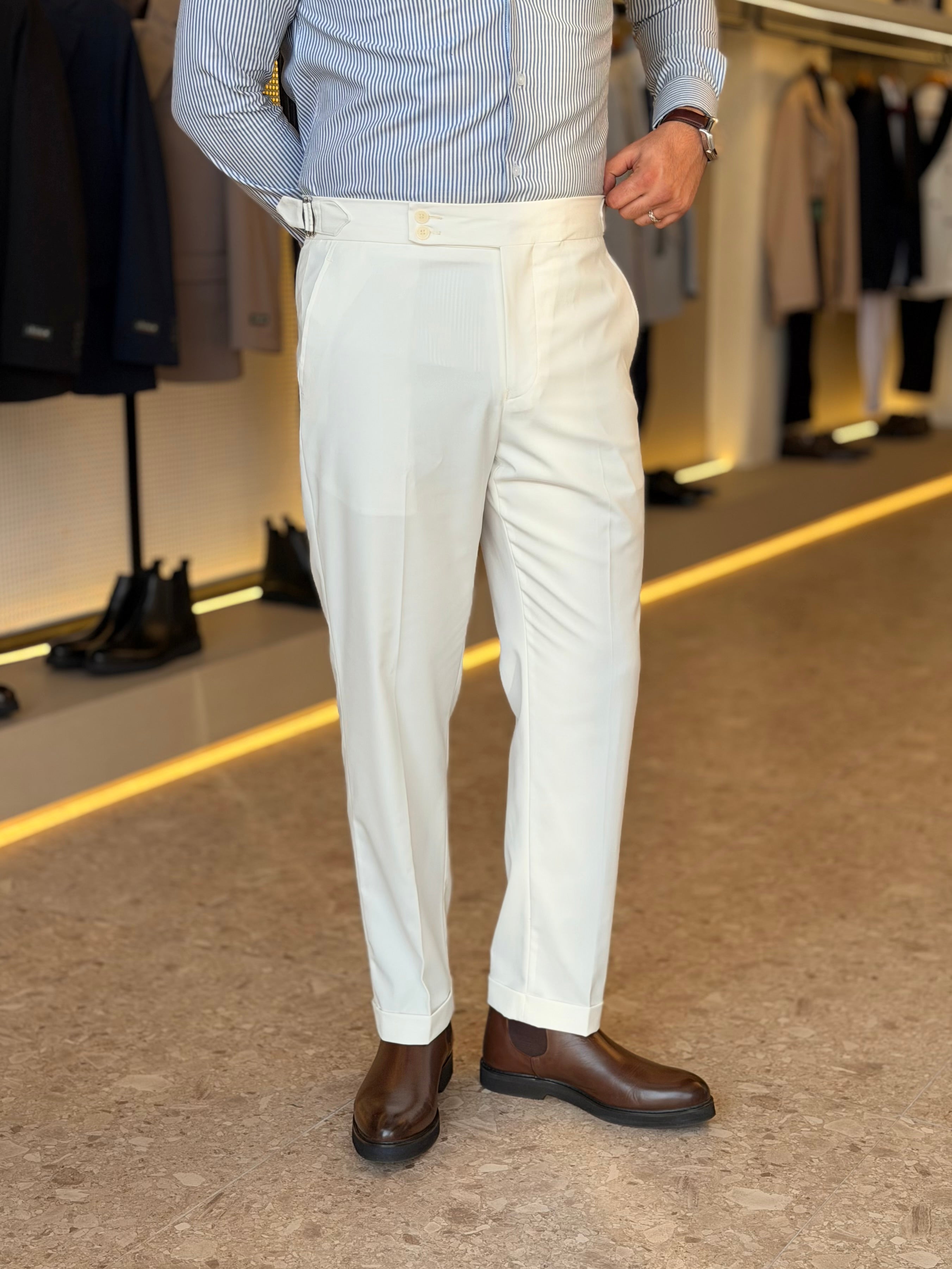 Double button chino trouser - Off white