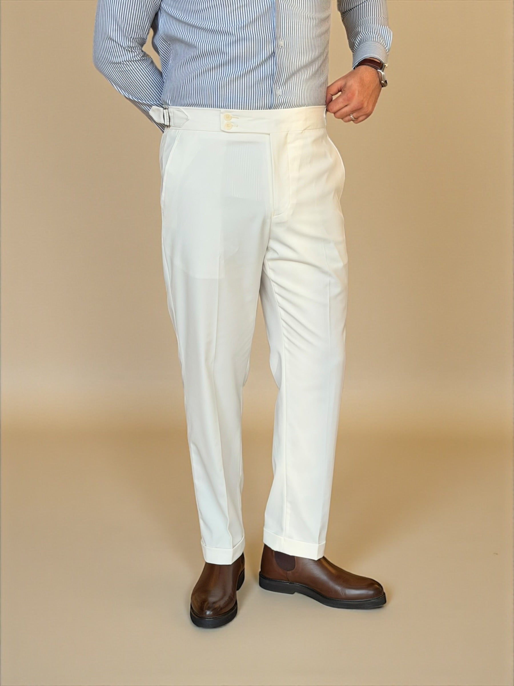 Double button chino trouser - Off white