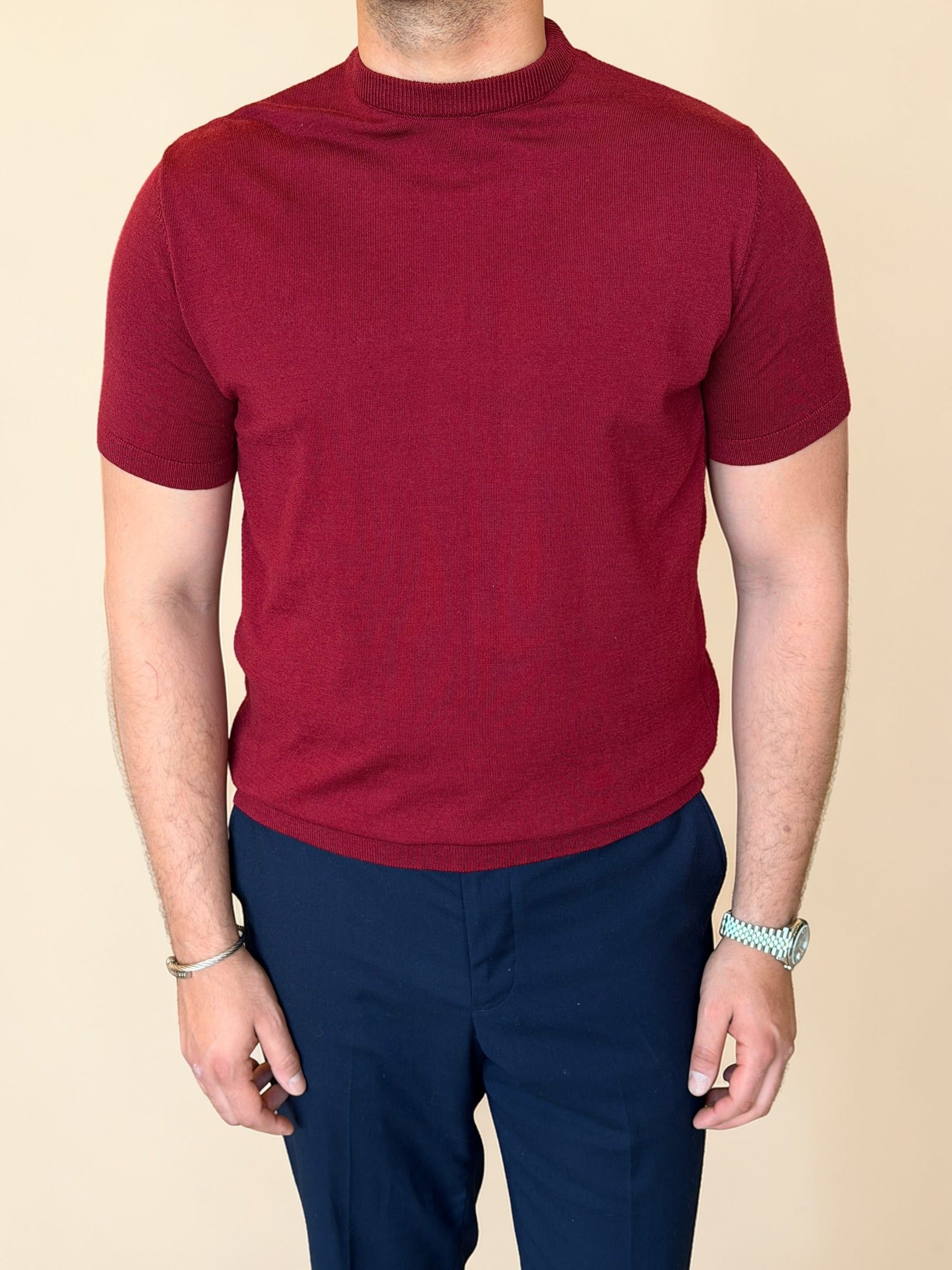 Round Knitwear basic - Burgundy