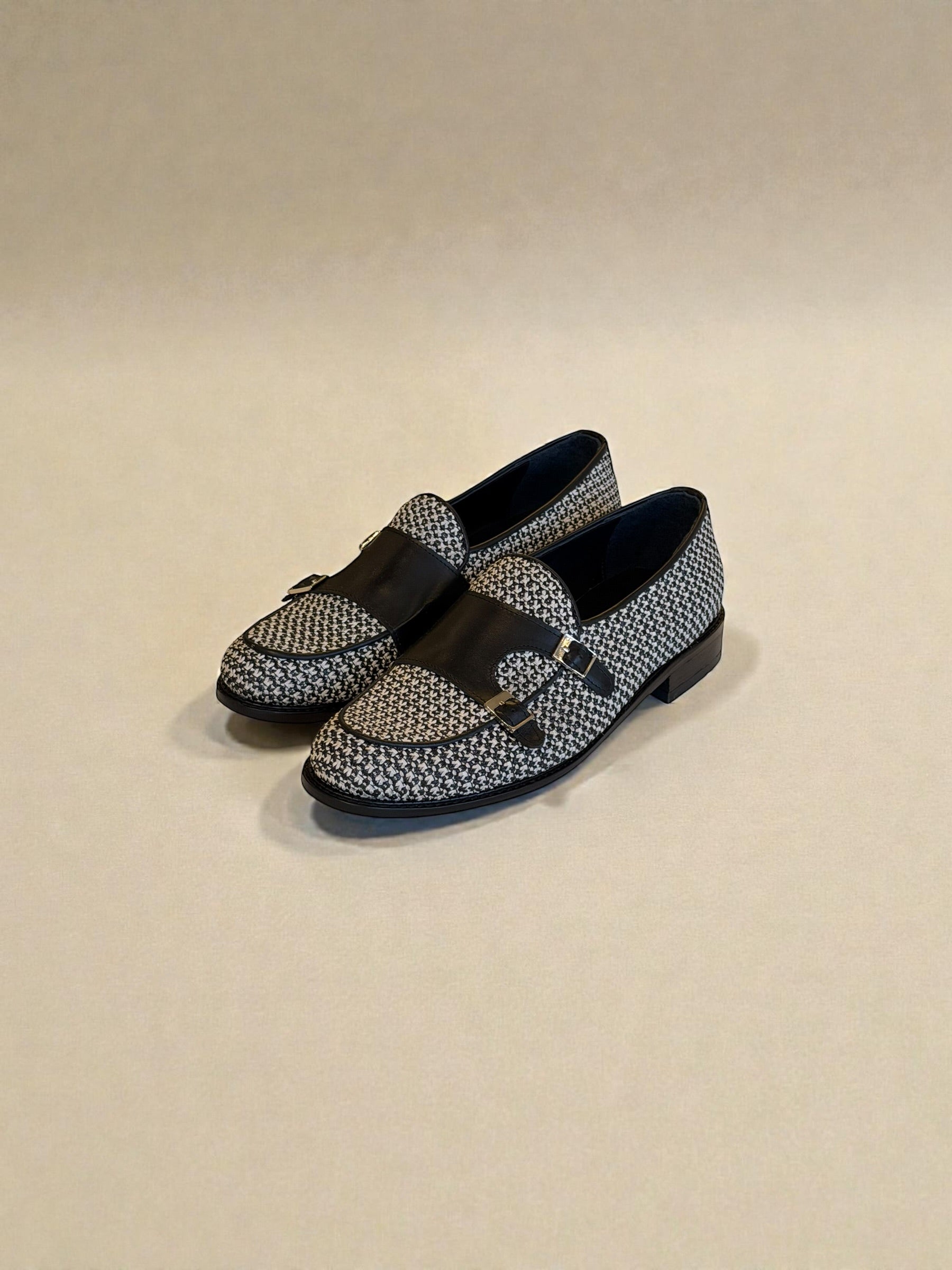 Handwoven double monk loafers - Black