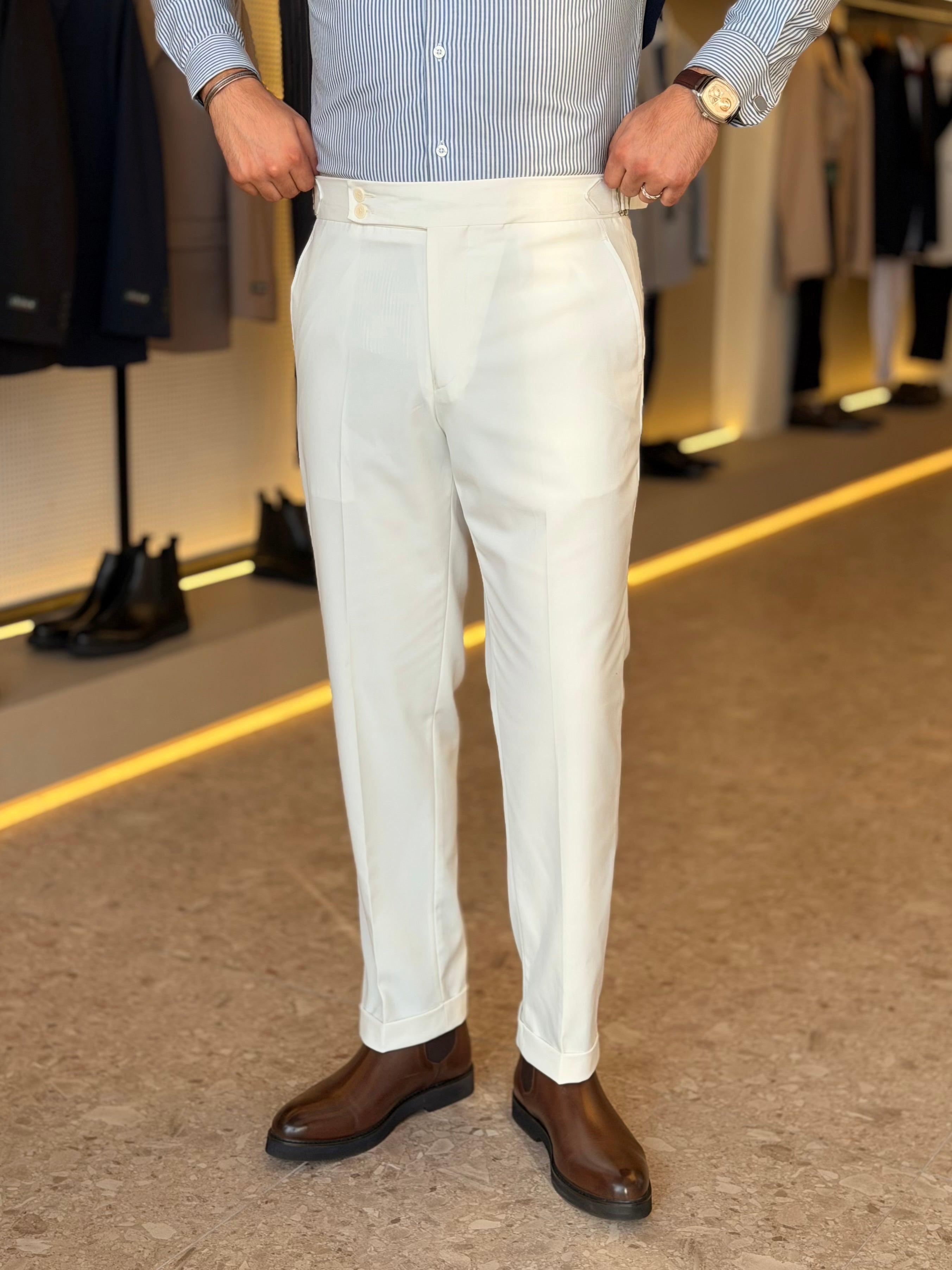 Double button chino trouser - Off white