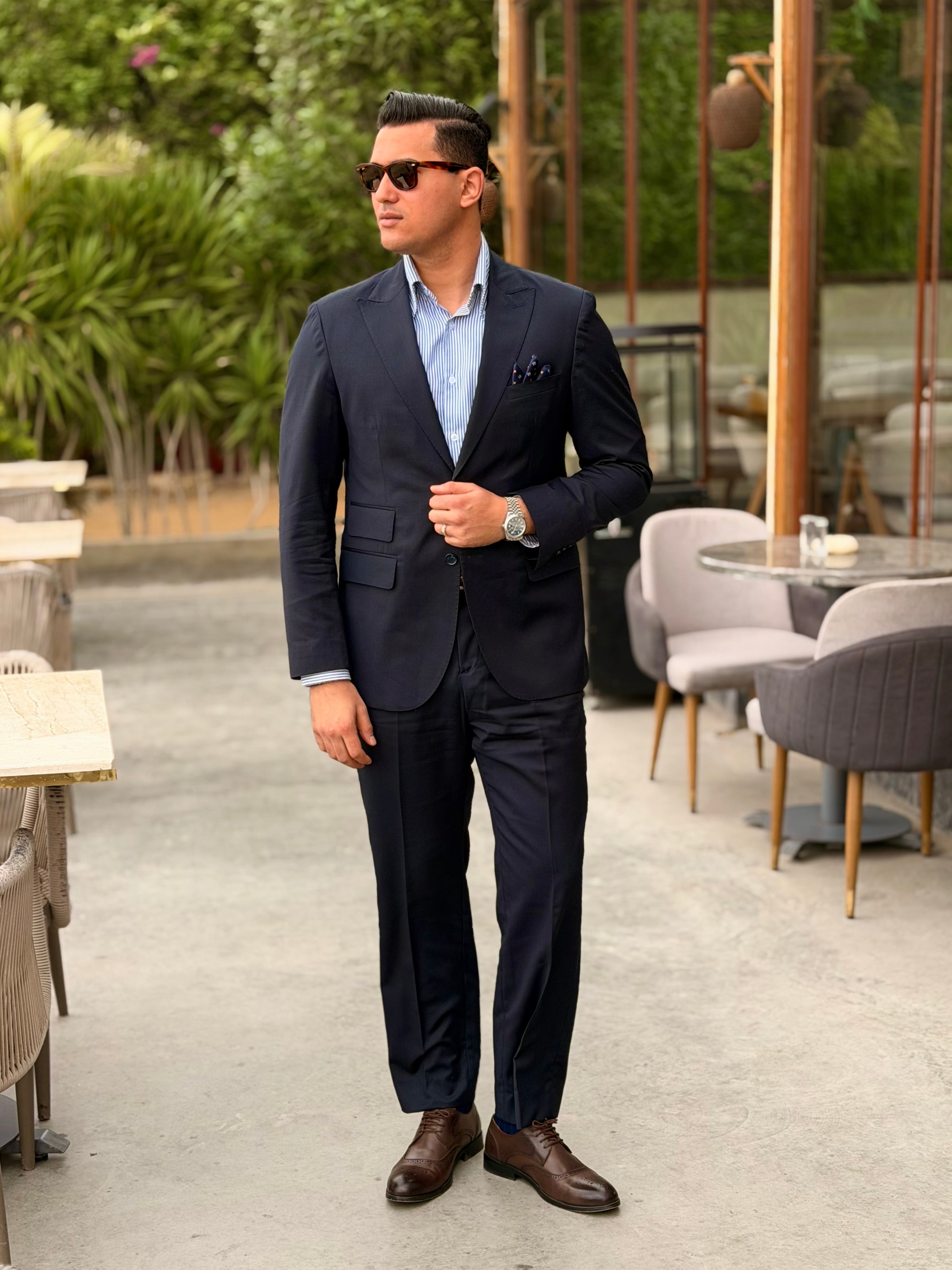 100% Wool two pockets suit - Navy