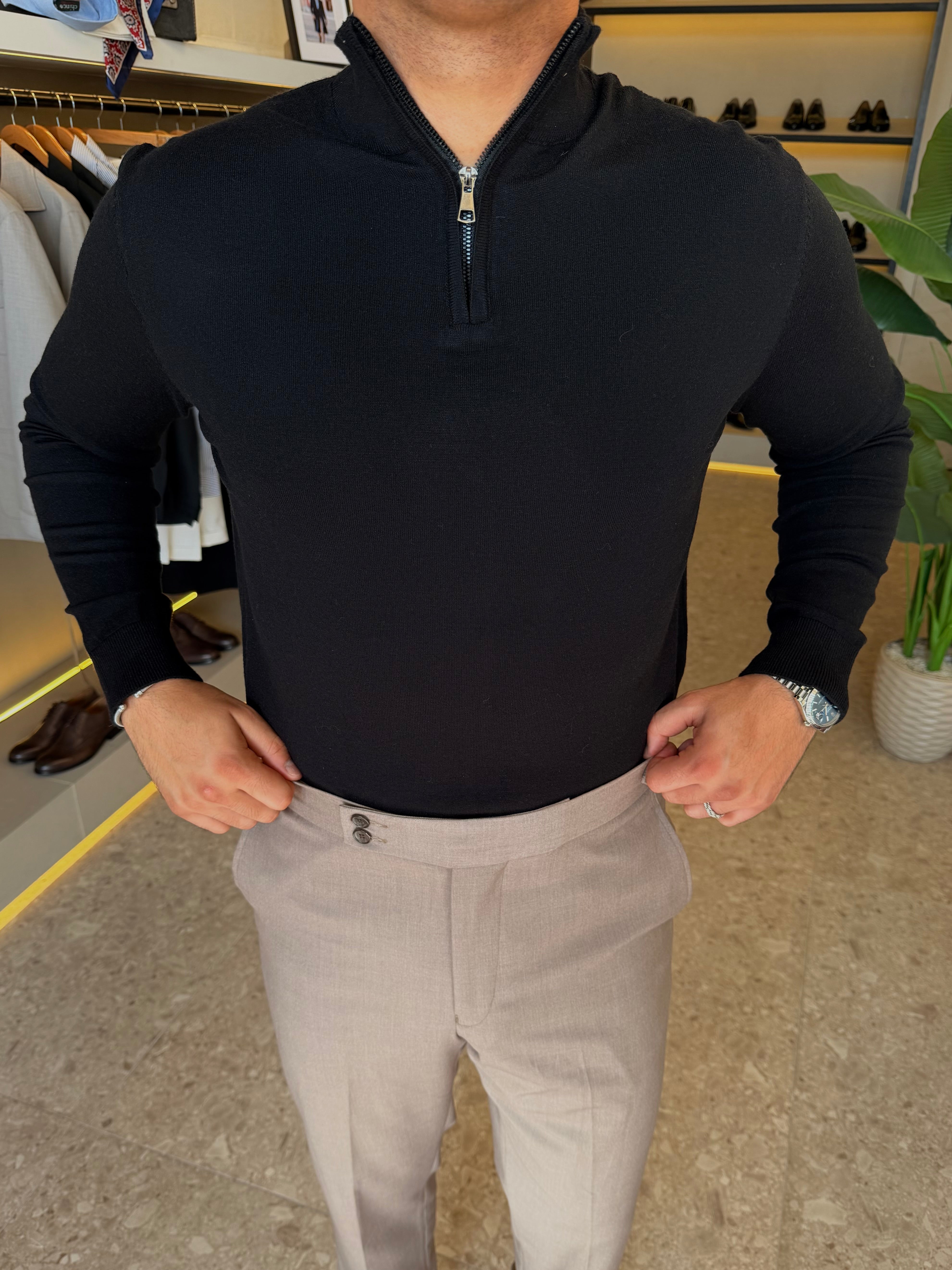 Knitwear Quarter zipper - Black