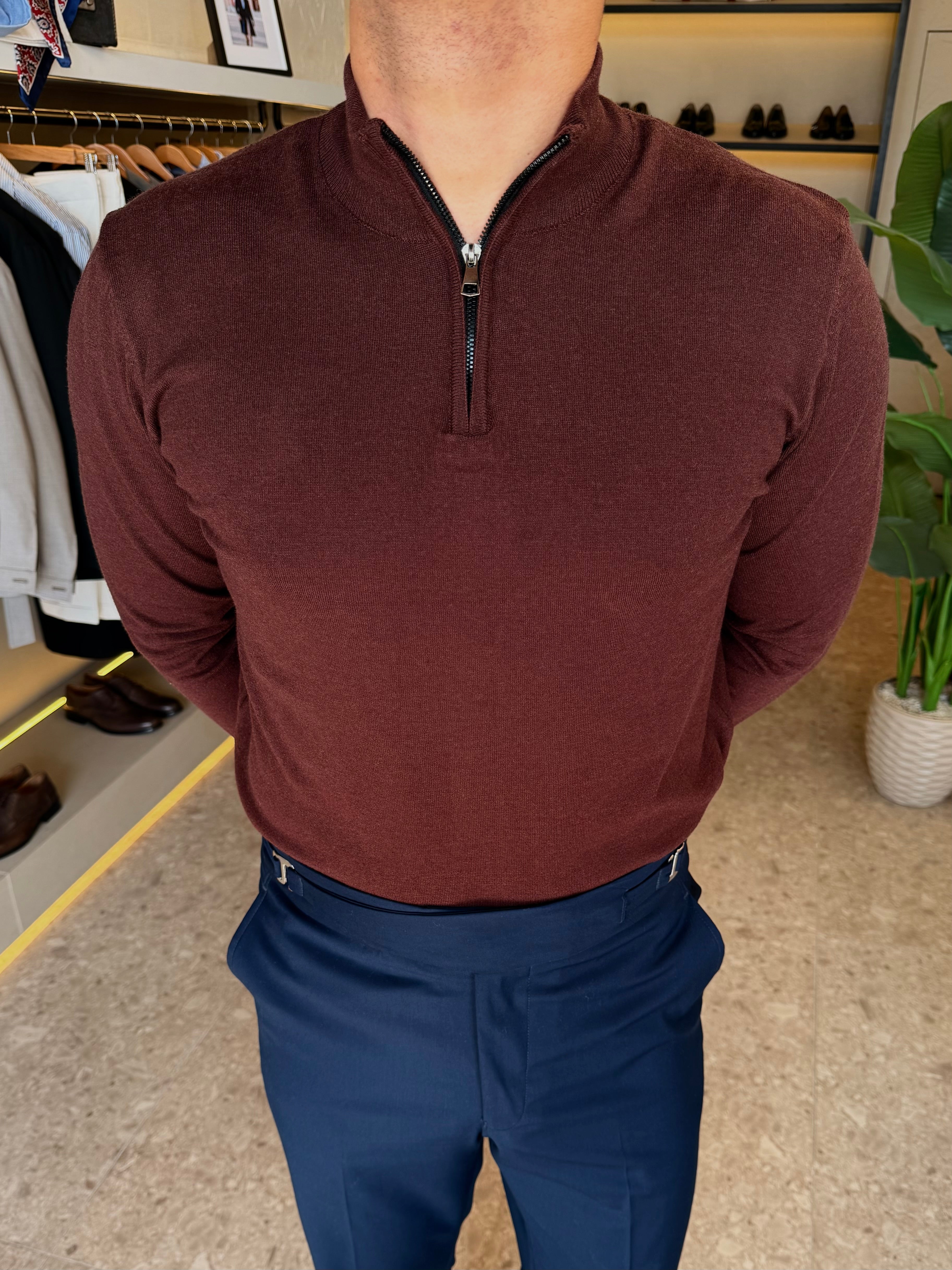 Knitwear Quarter zipper - Brown