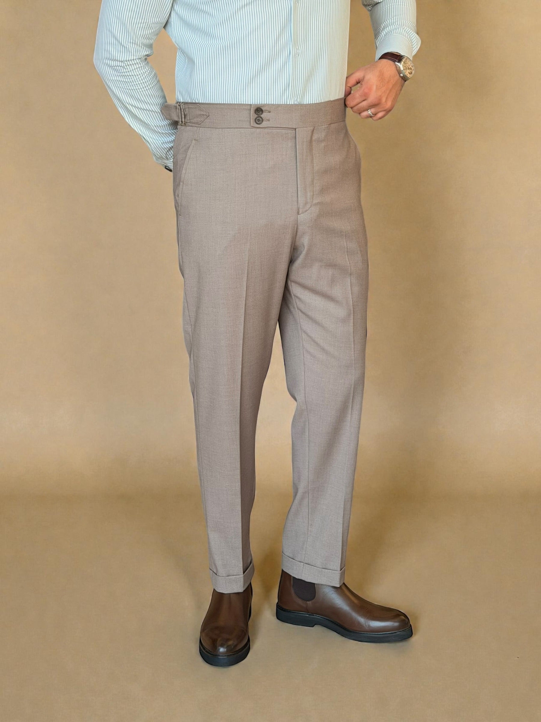 Double button chino trouser - Cacao