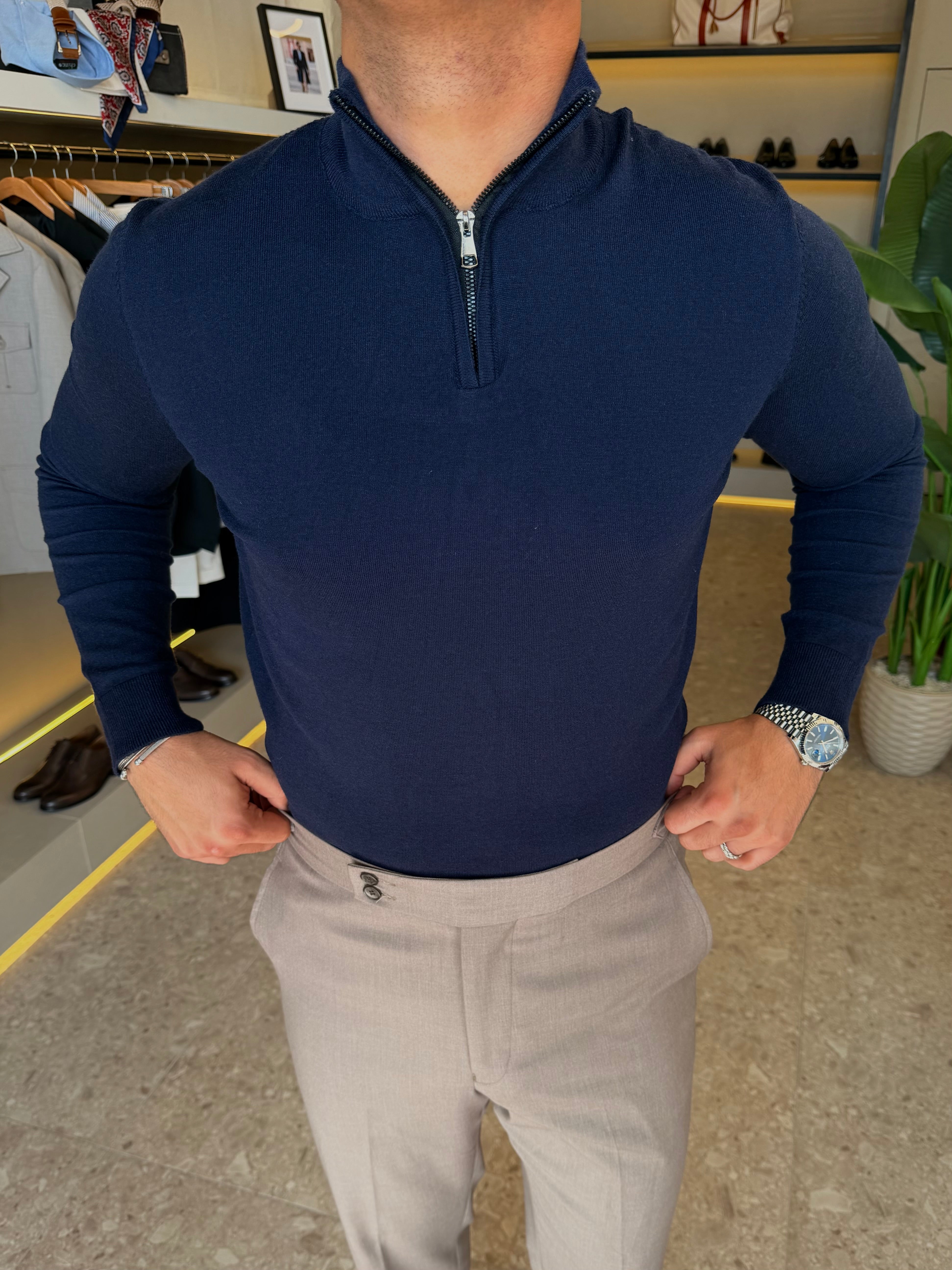 Knitwear Quarter zipper - Navy