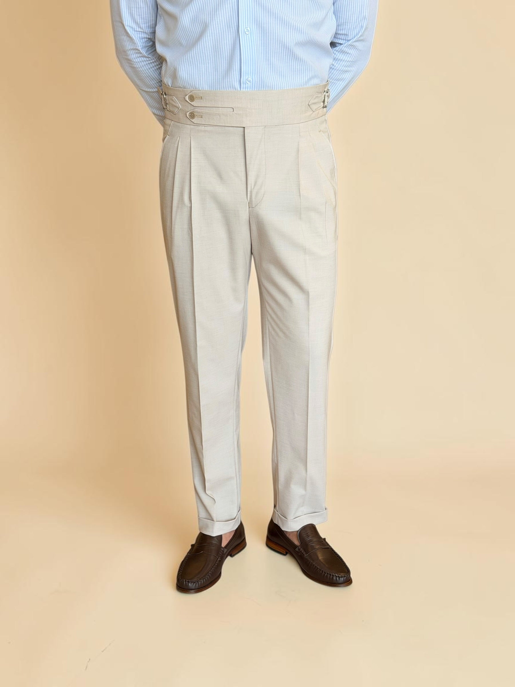 Double-Belt Gurkha Trousers - Beige