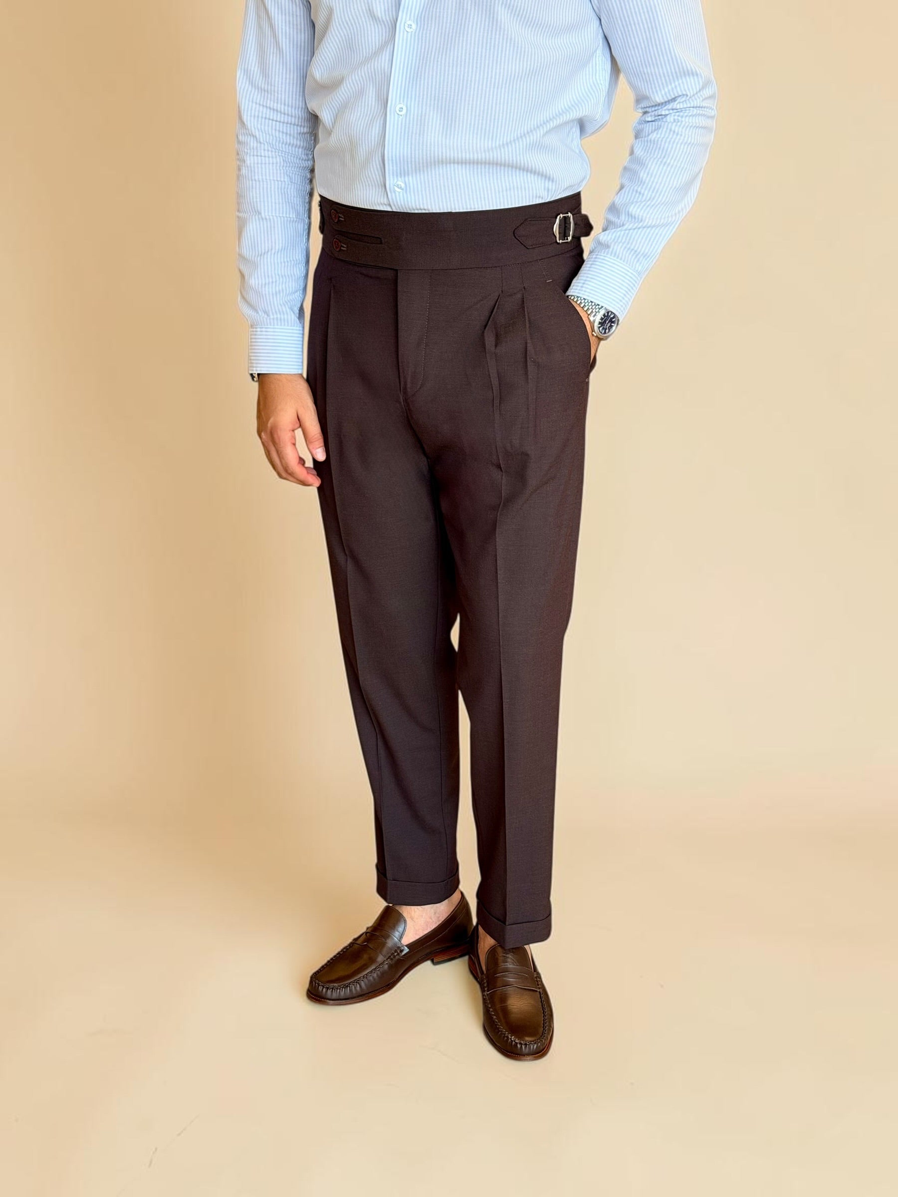 Double-Belt Gurkha Trousers - Brown