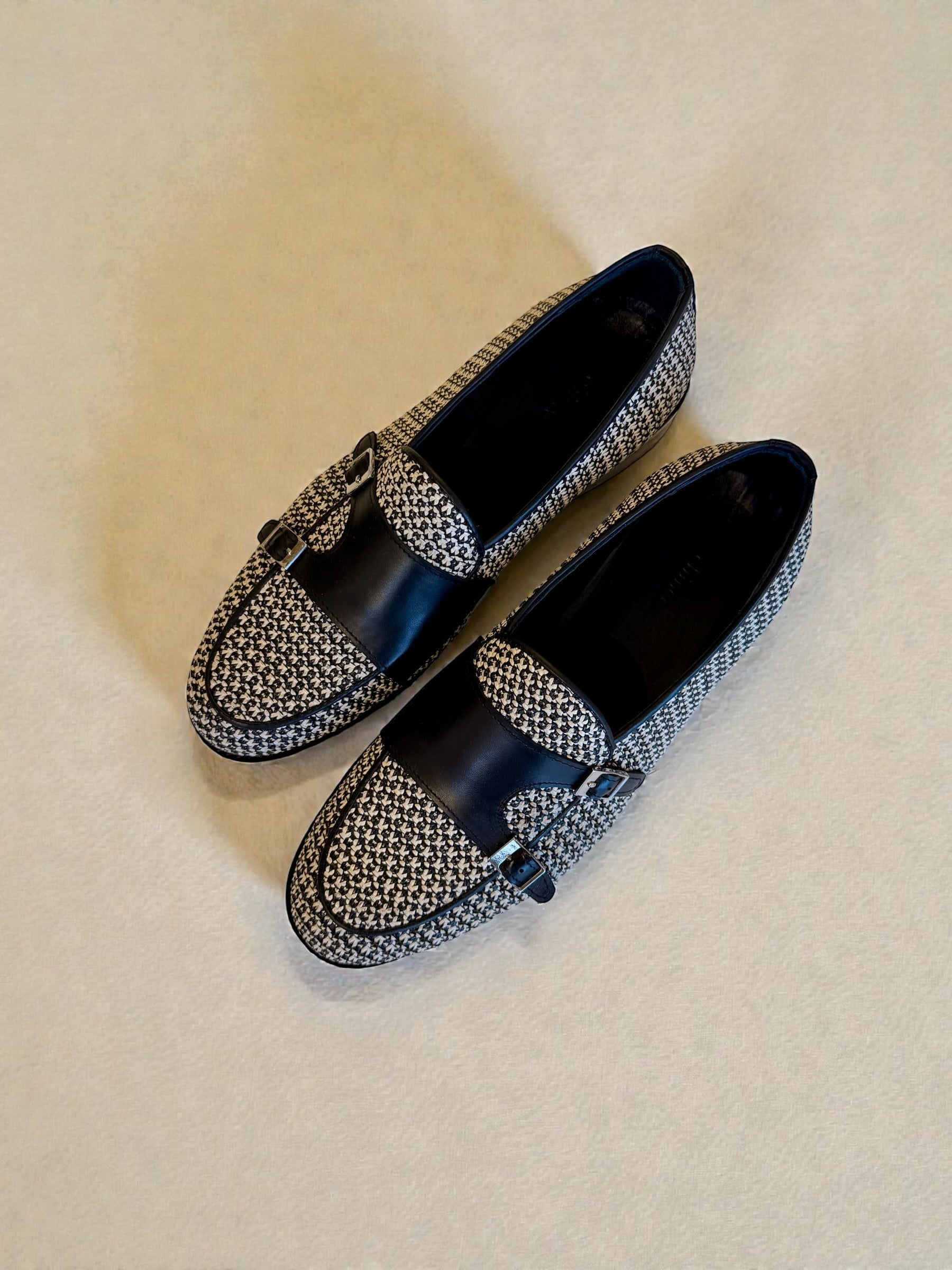 Handwoven double monk loafers - Black