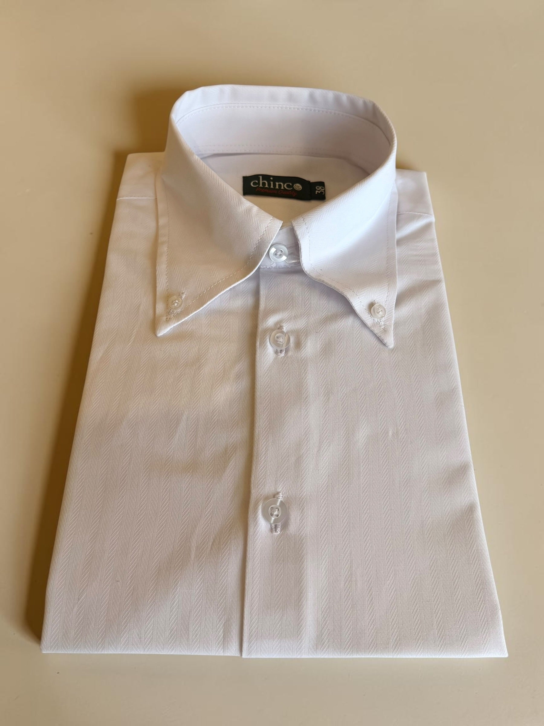 Herringbone small pattern classic Shirt – white