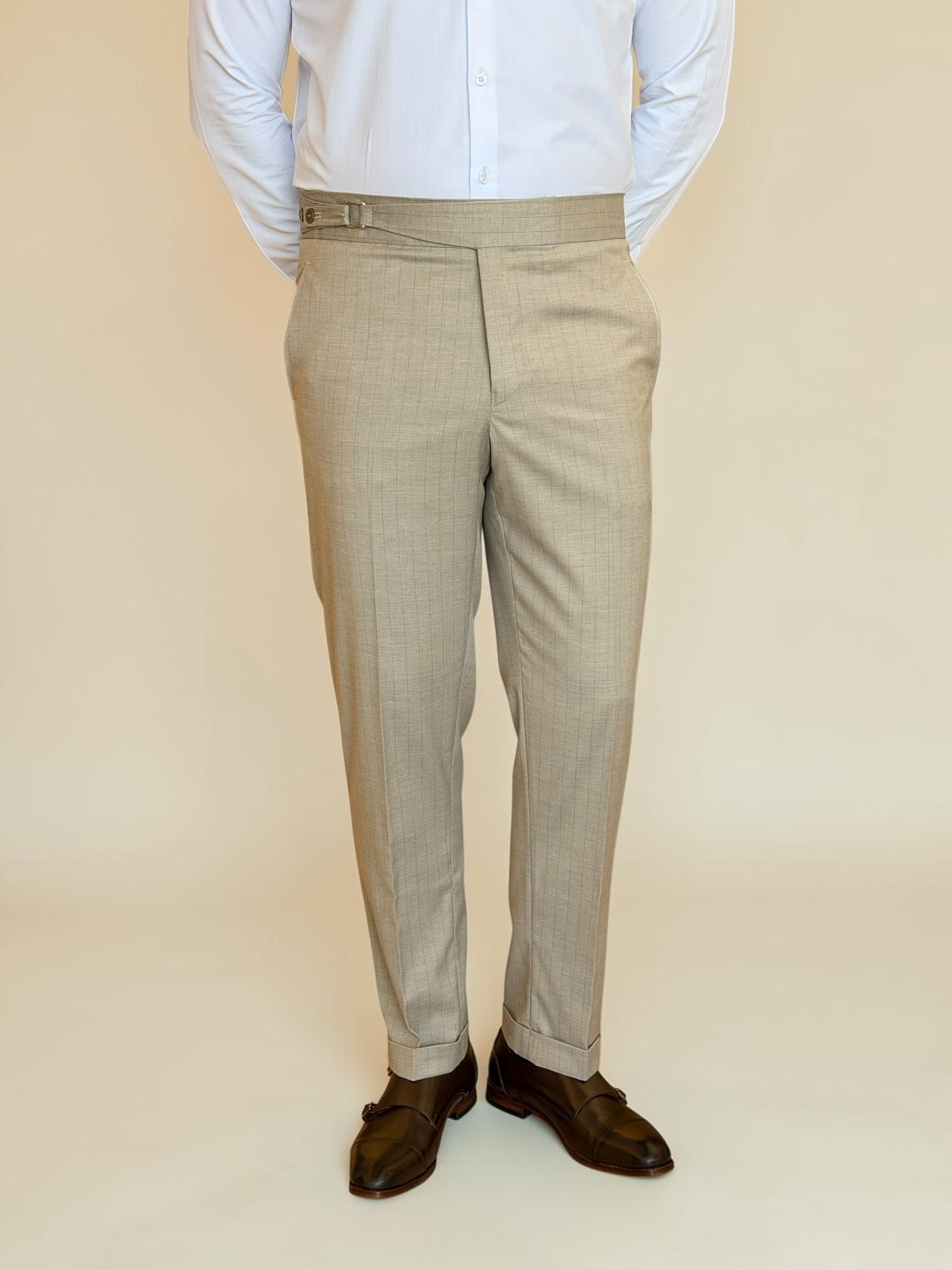 One side stripe gurkha trousers - beige