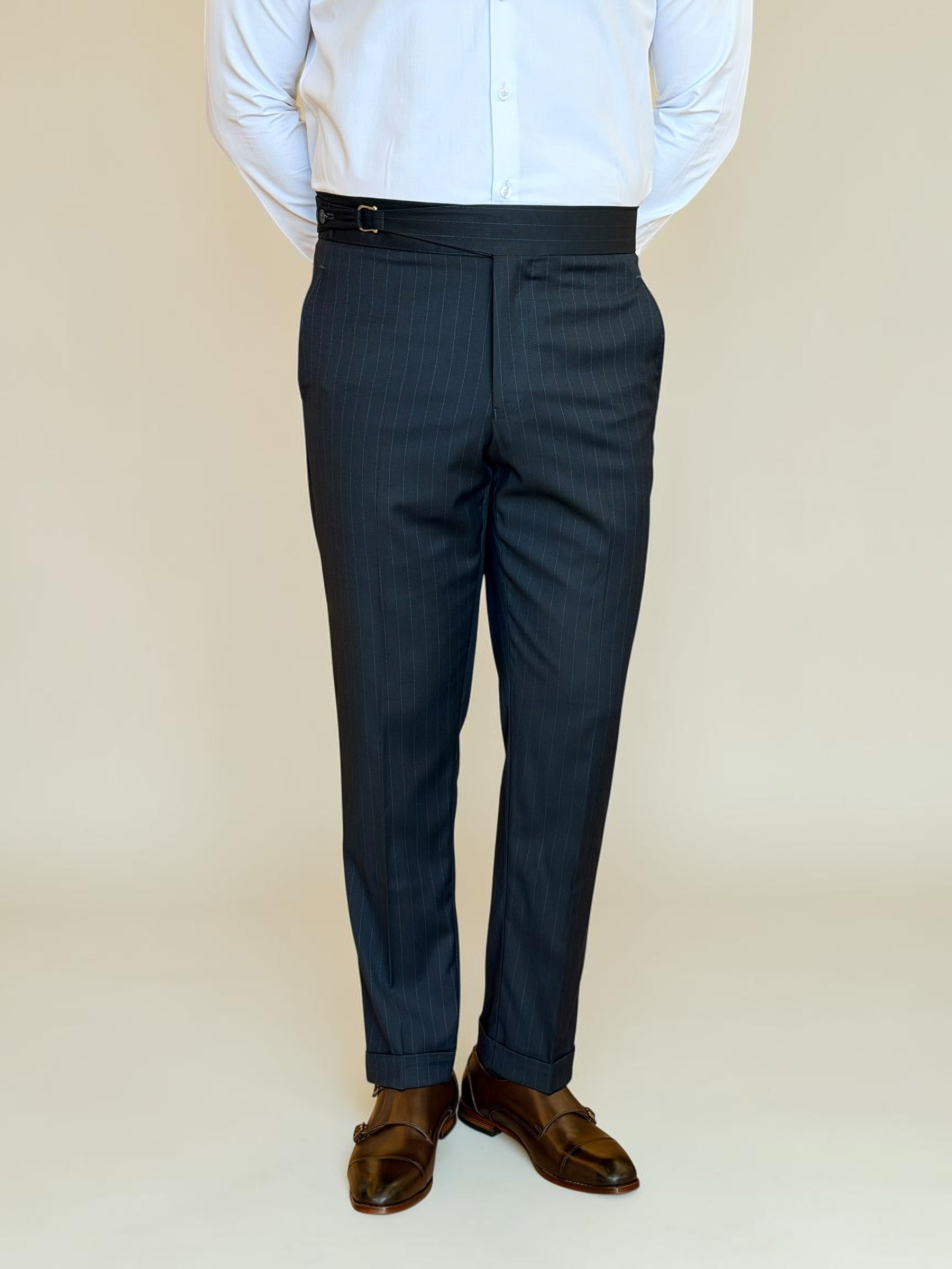 One side stripe gurkha trousers - Navy