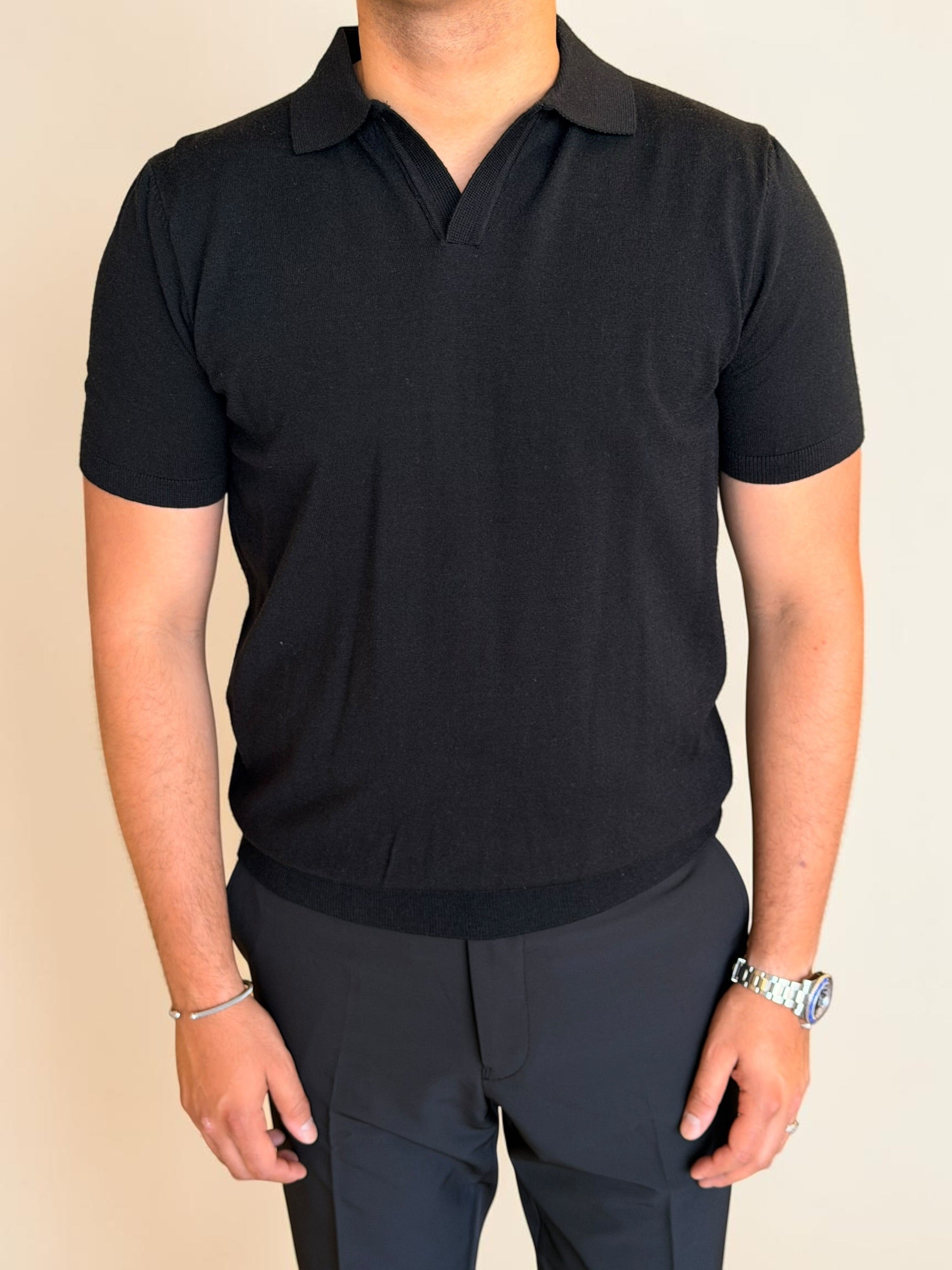 Polo-V knitwear - Black