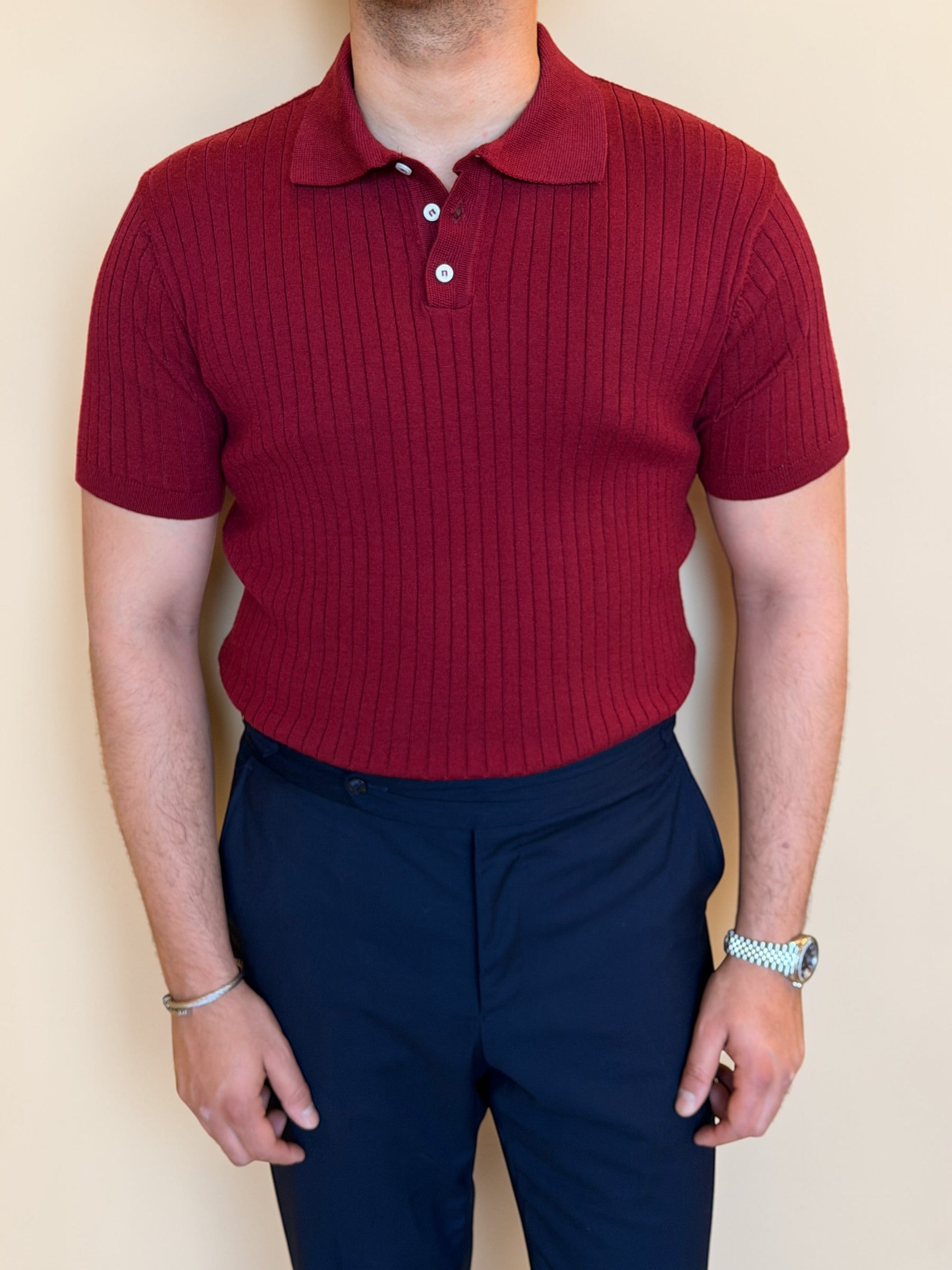 Rip polo Knitwear - Burgundy