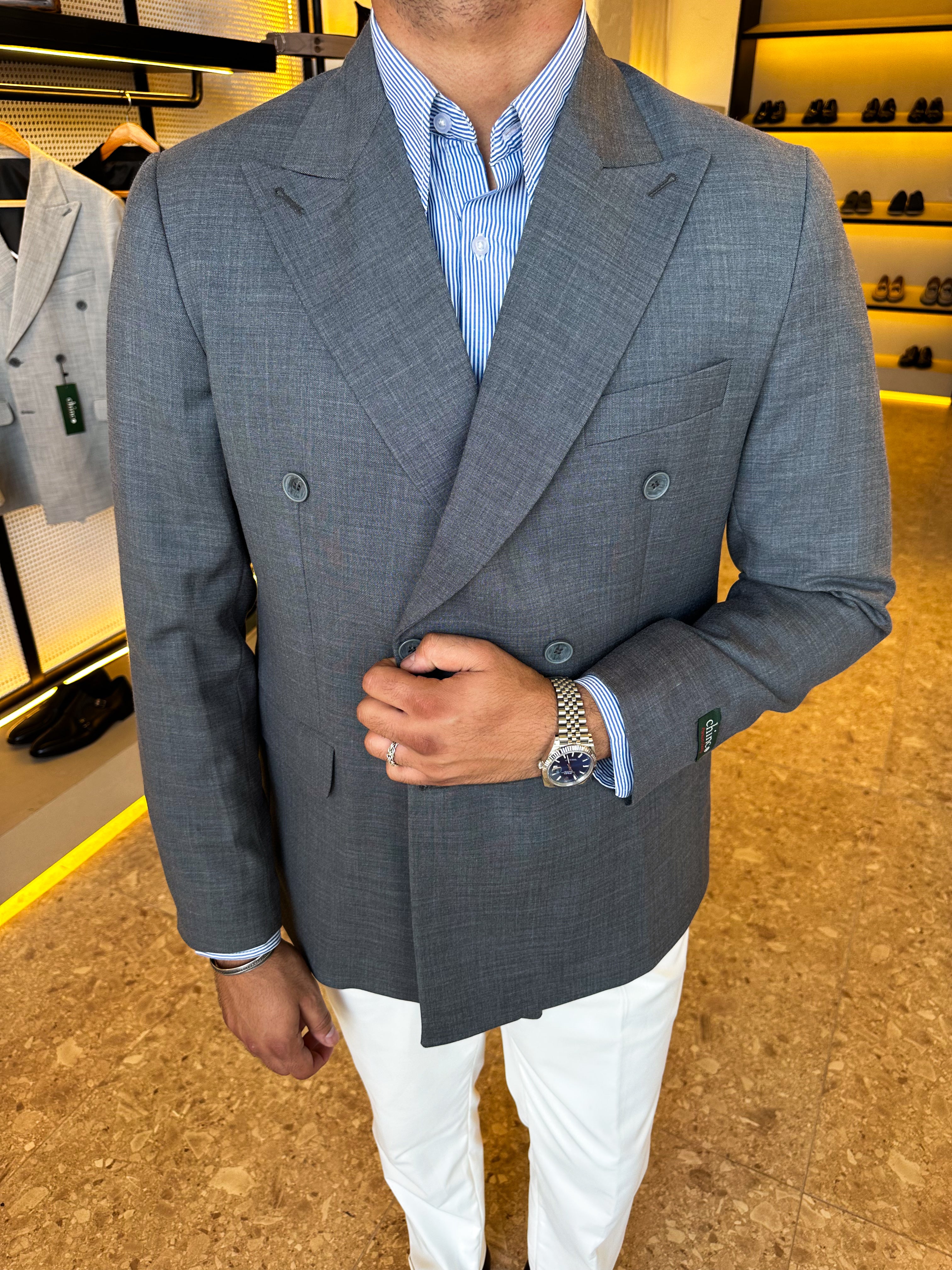Double breasted blazer - dark gray