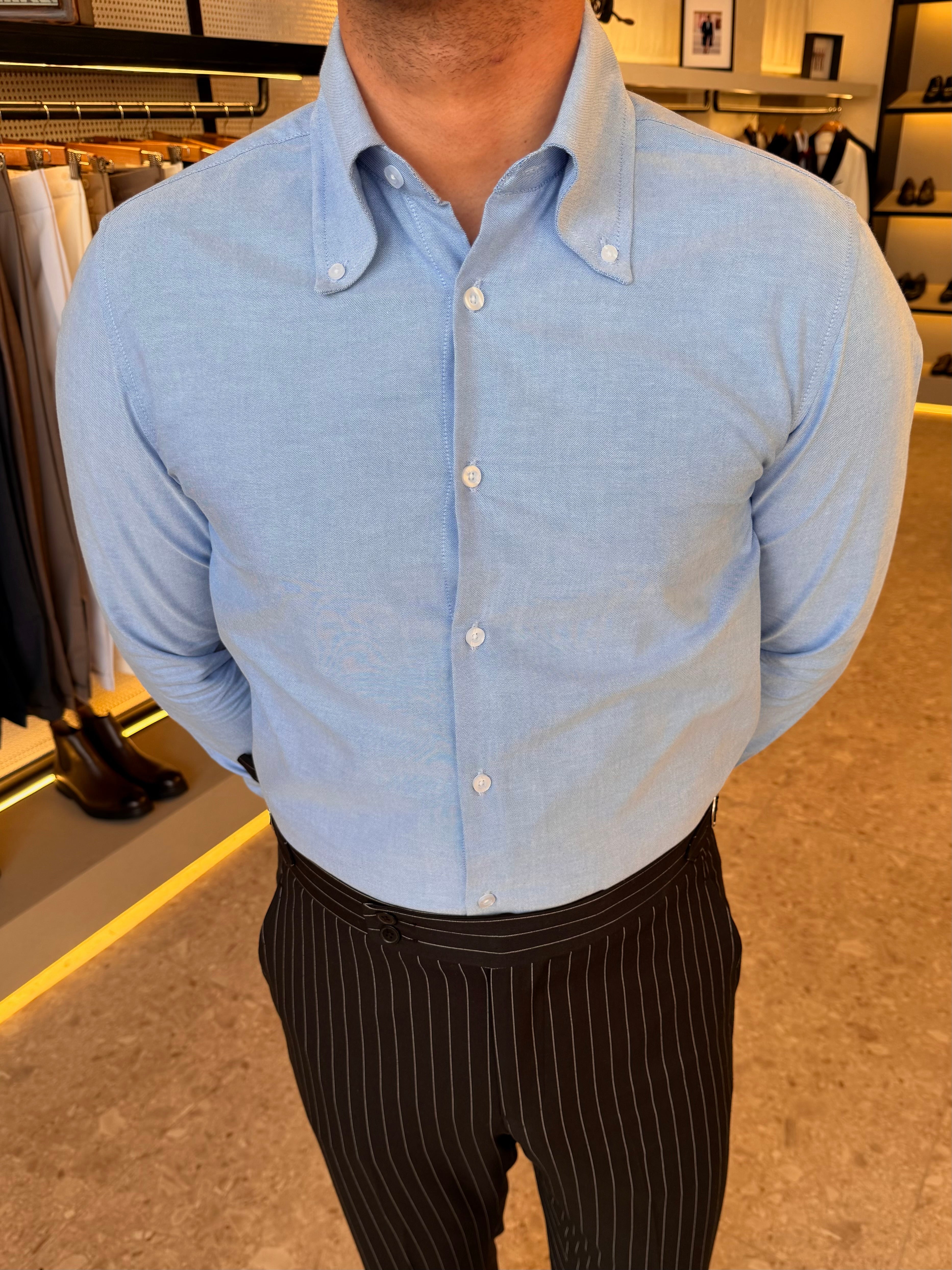 Button-Down Collar cotton Shirt – Baby blue