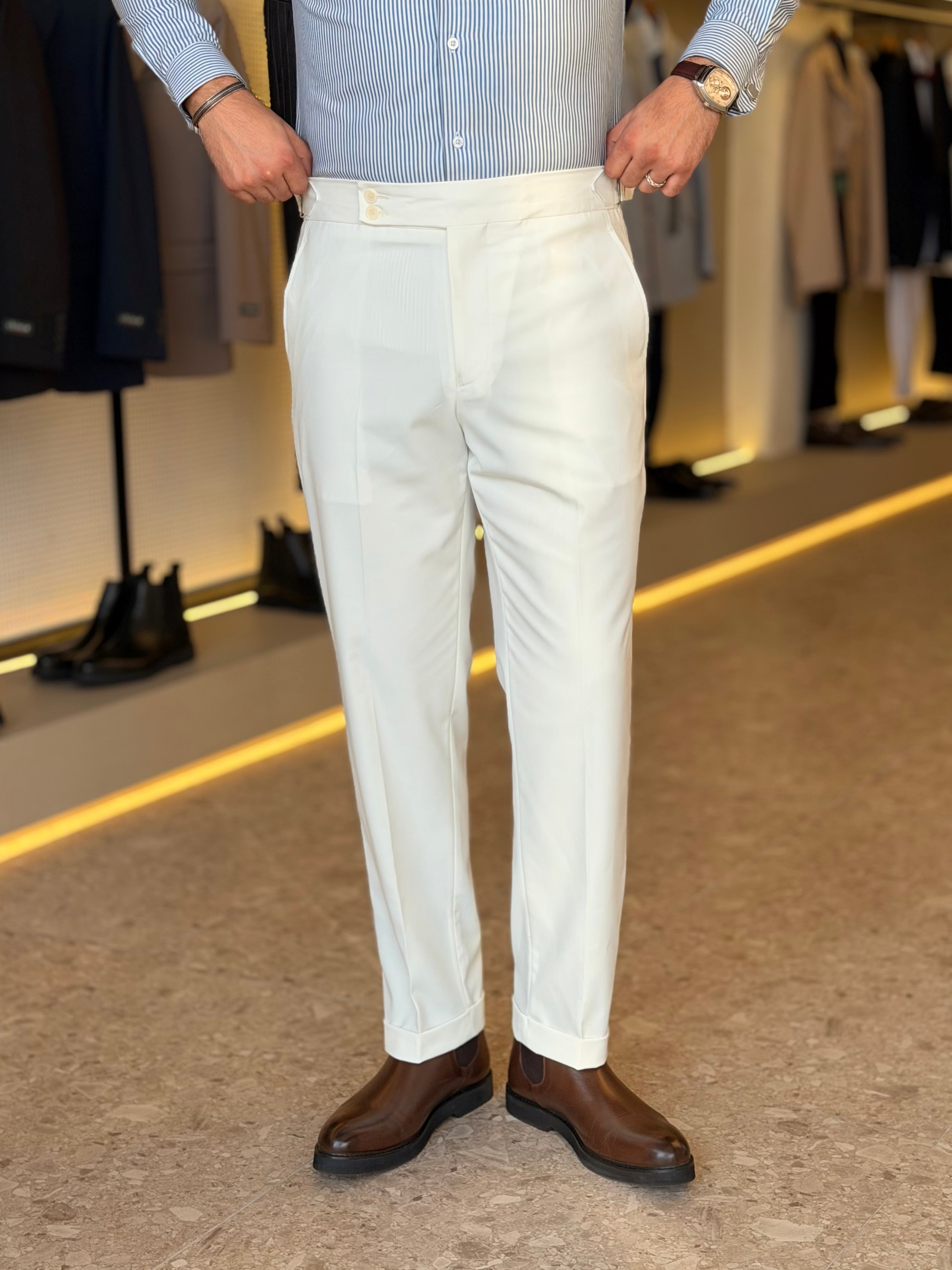 Double button chino trouser - Off white