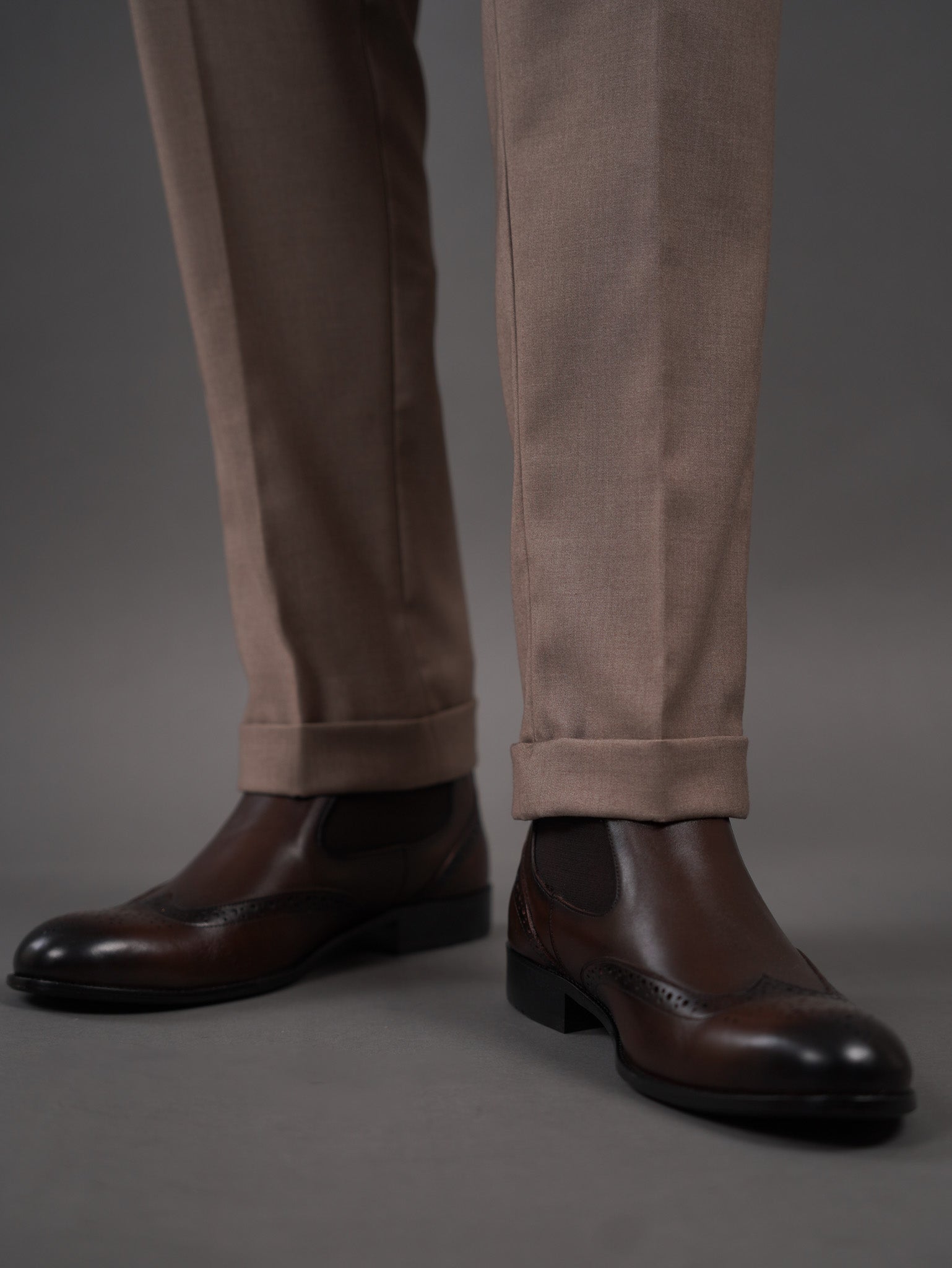 slim fit chino high waist trousers - CACAO