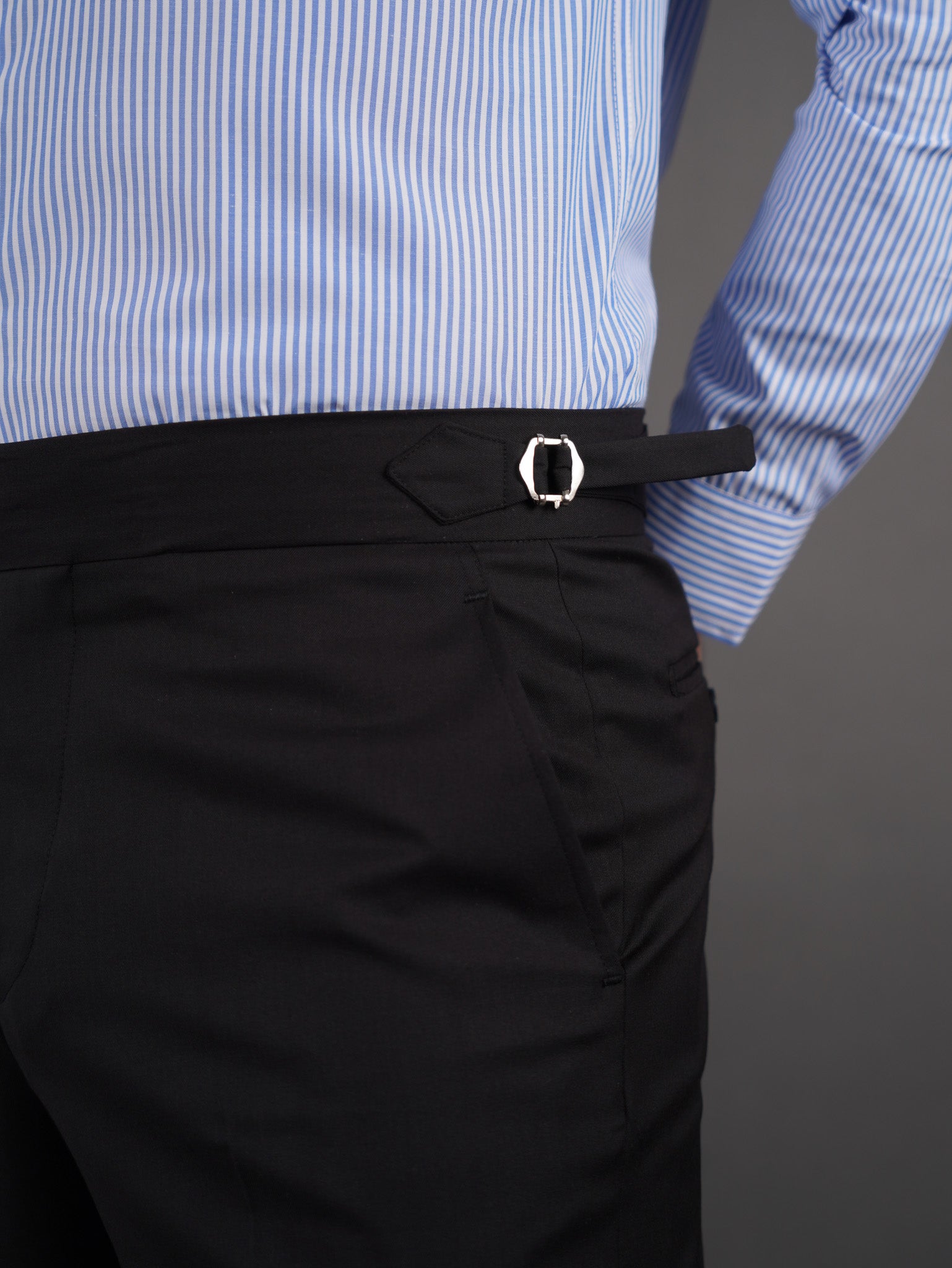 slim fit chino high waist trousers - BLACK S