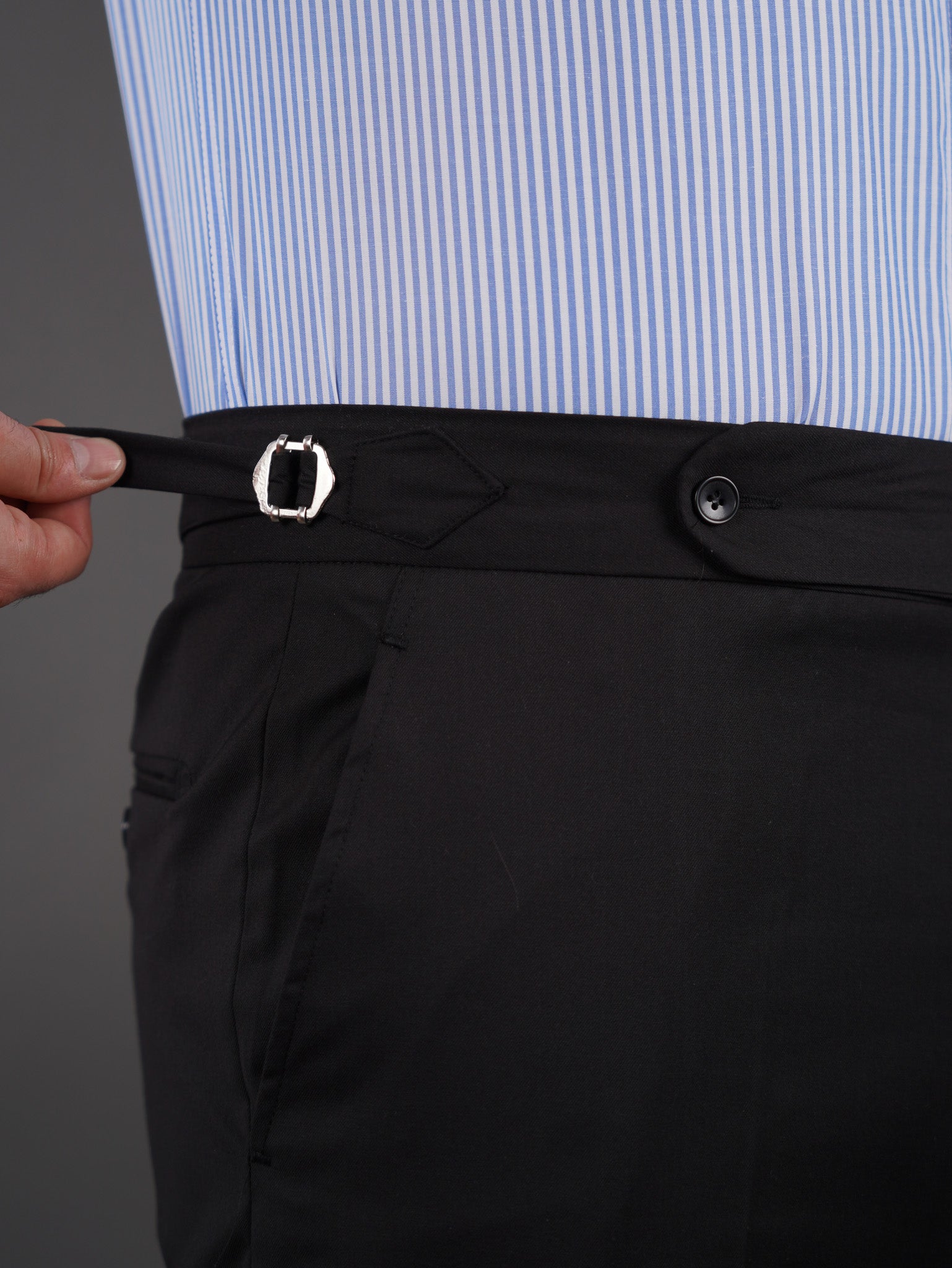 slim fit chino high waist trousers - BLACK S