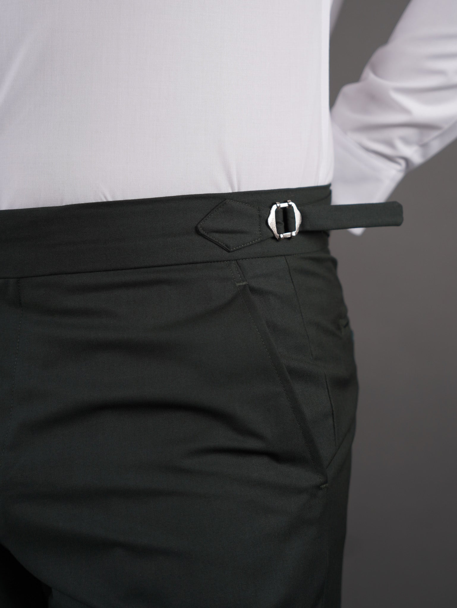 slim fit chino high waist trousers - olive