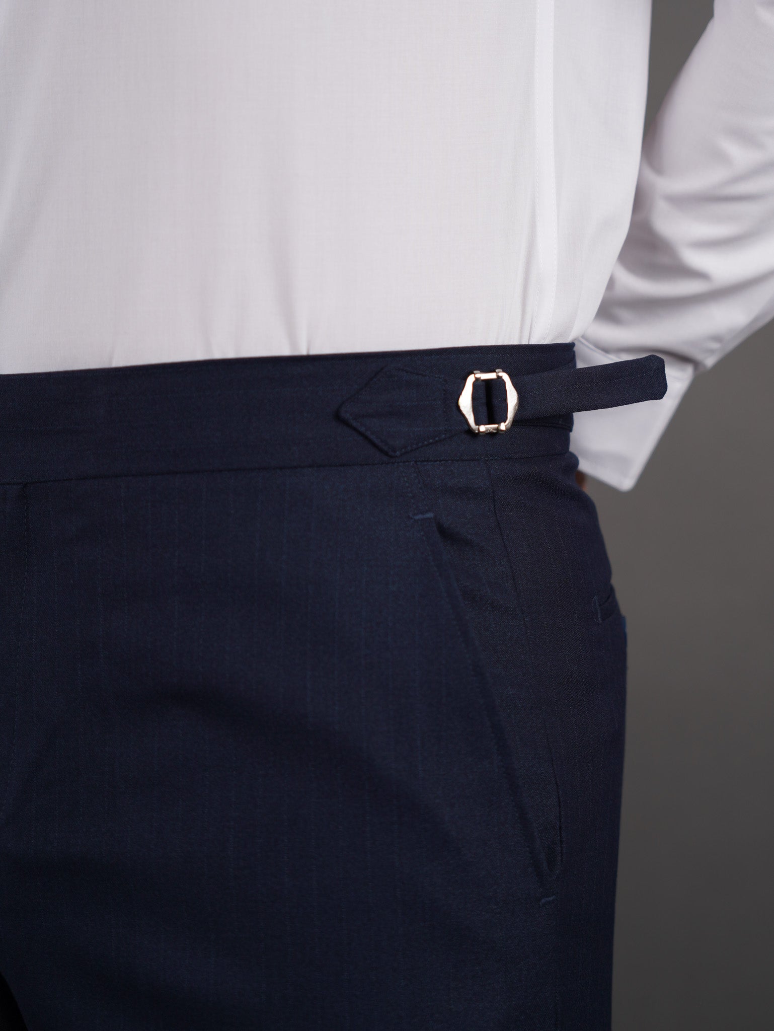 slim fit chino high waist trousers - NAVY S