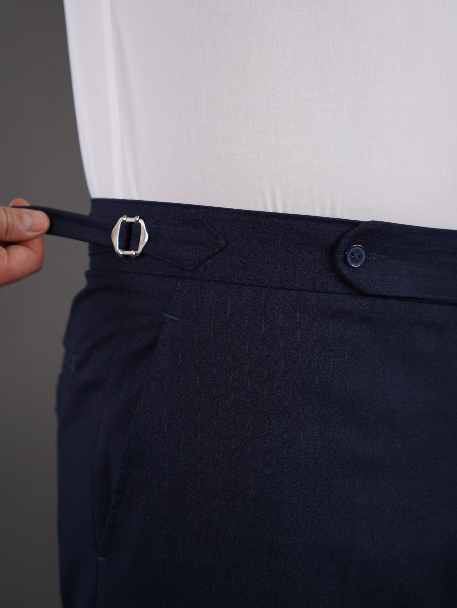 slim fit chino high waist trousers - NAVY S