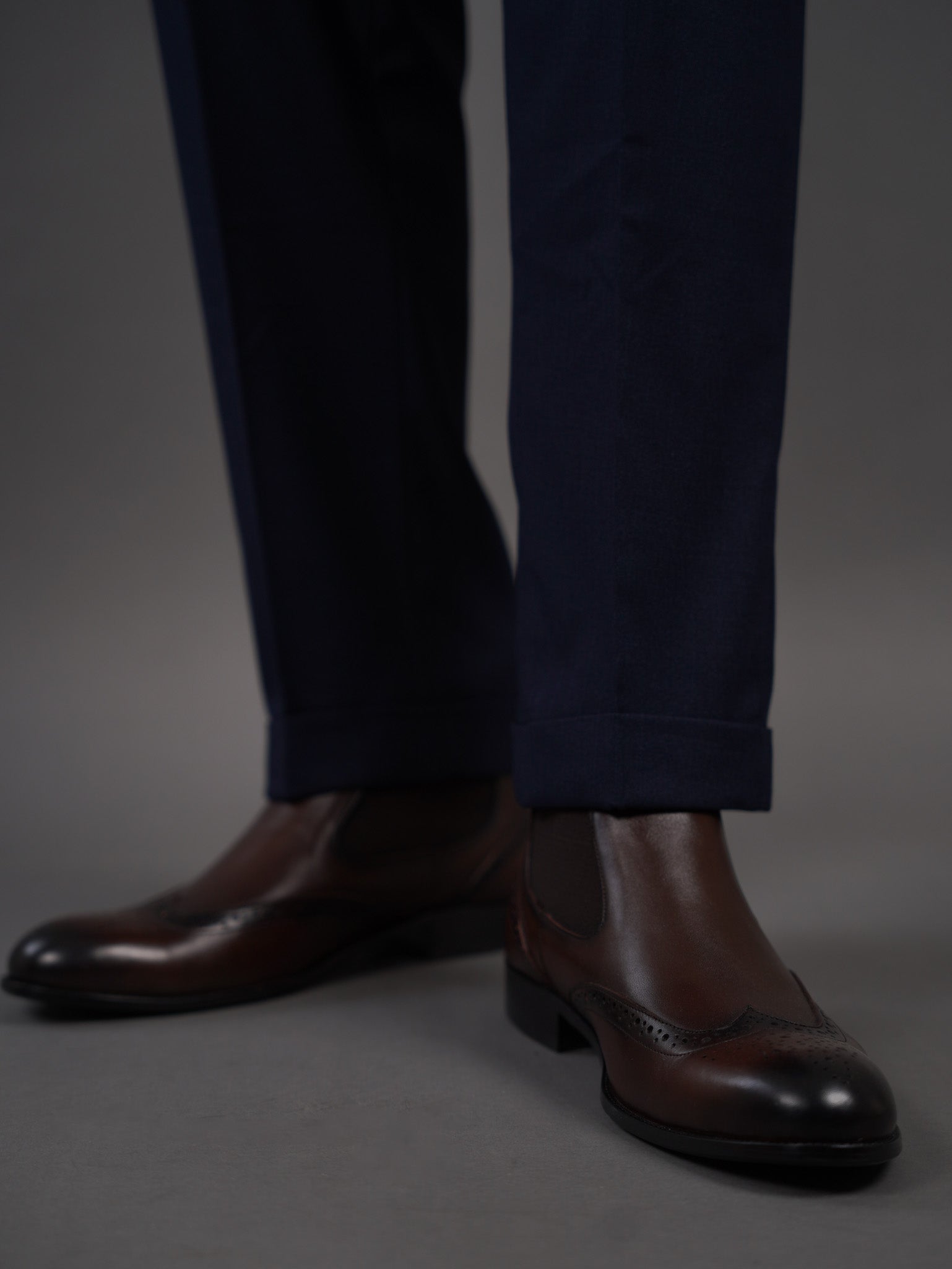 slim fit chino high waist trousers - NAVY S