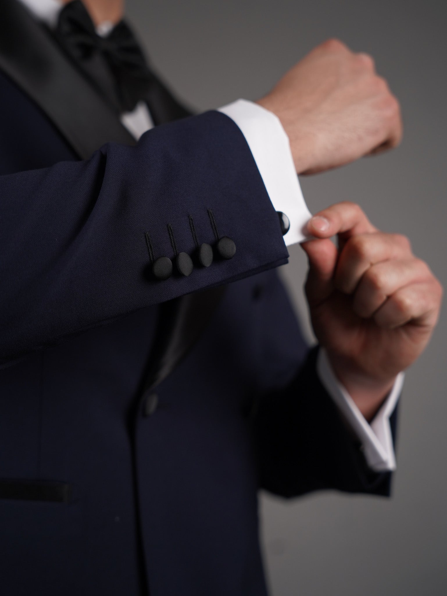 Double-Breasted Wide Shawl Collar Blazer - Navy