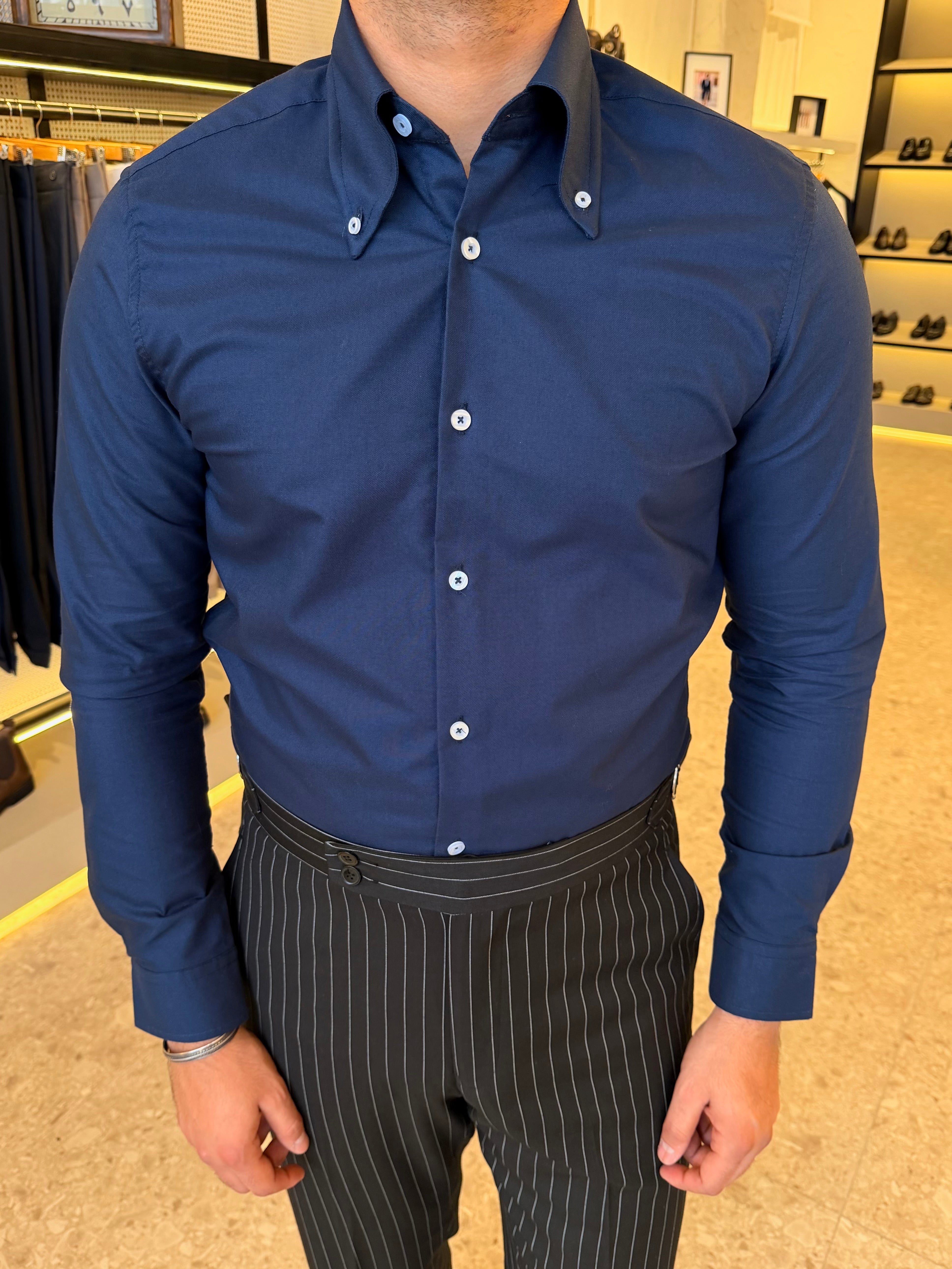 Button-Down Collar cotton Shirt – Navy