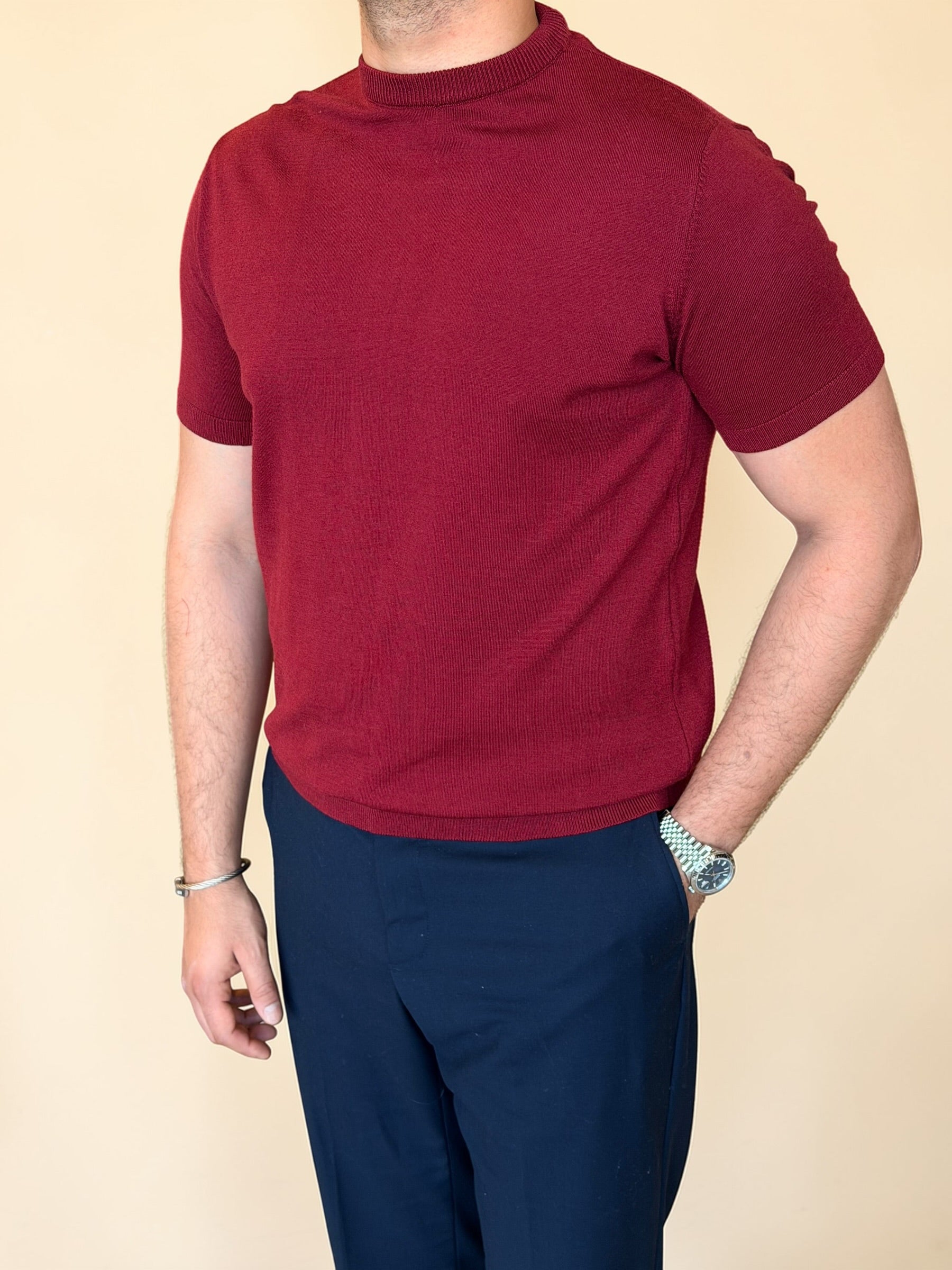 Round Knitwear basic - Burgundy
