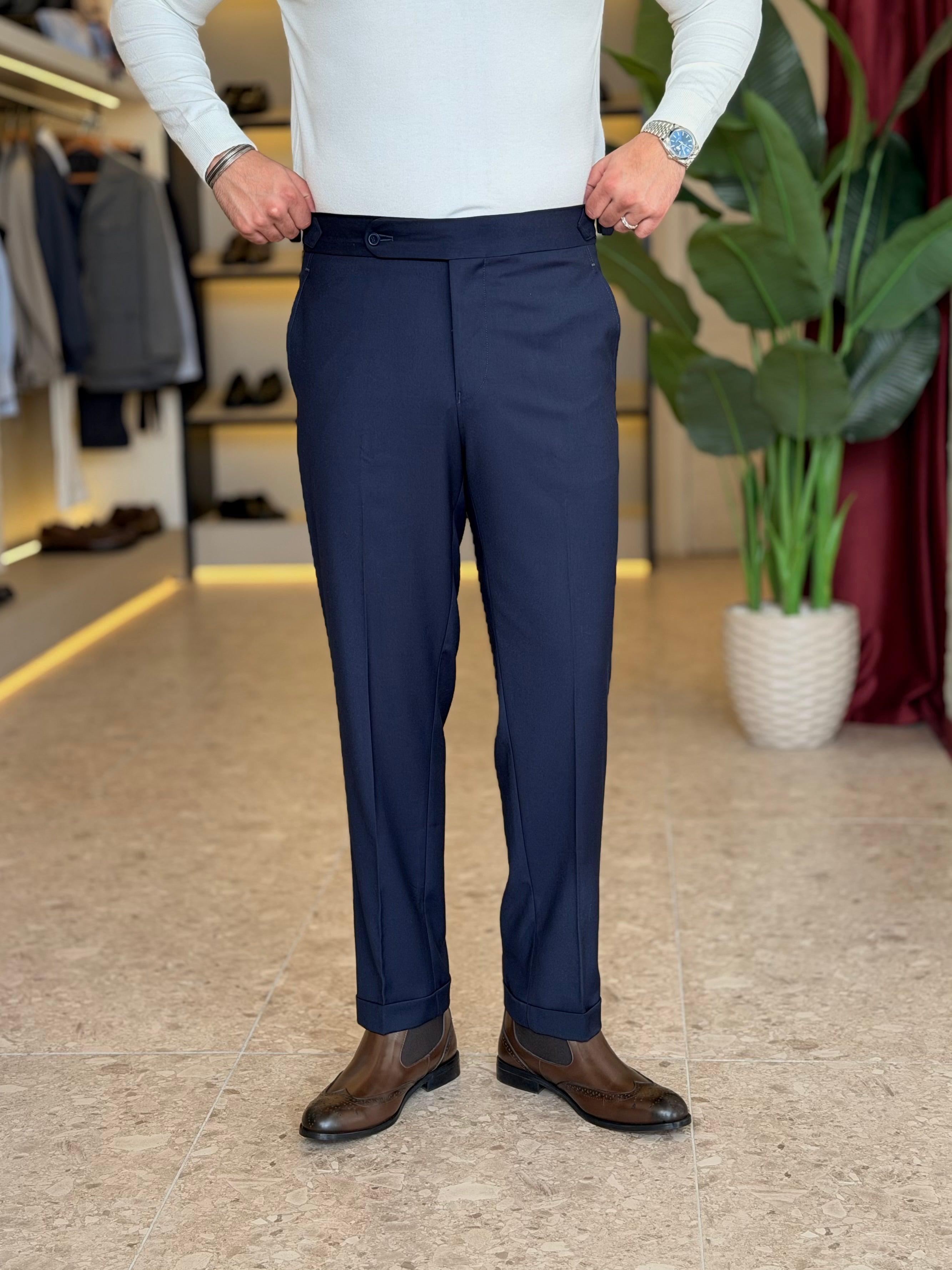 Chino Side Adjuster Trousers - Navy