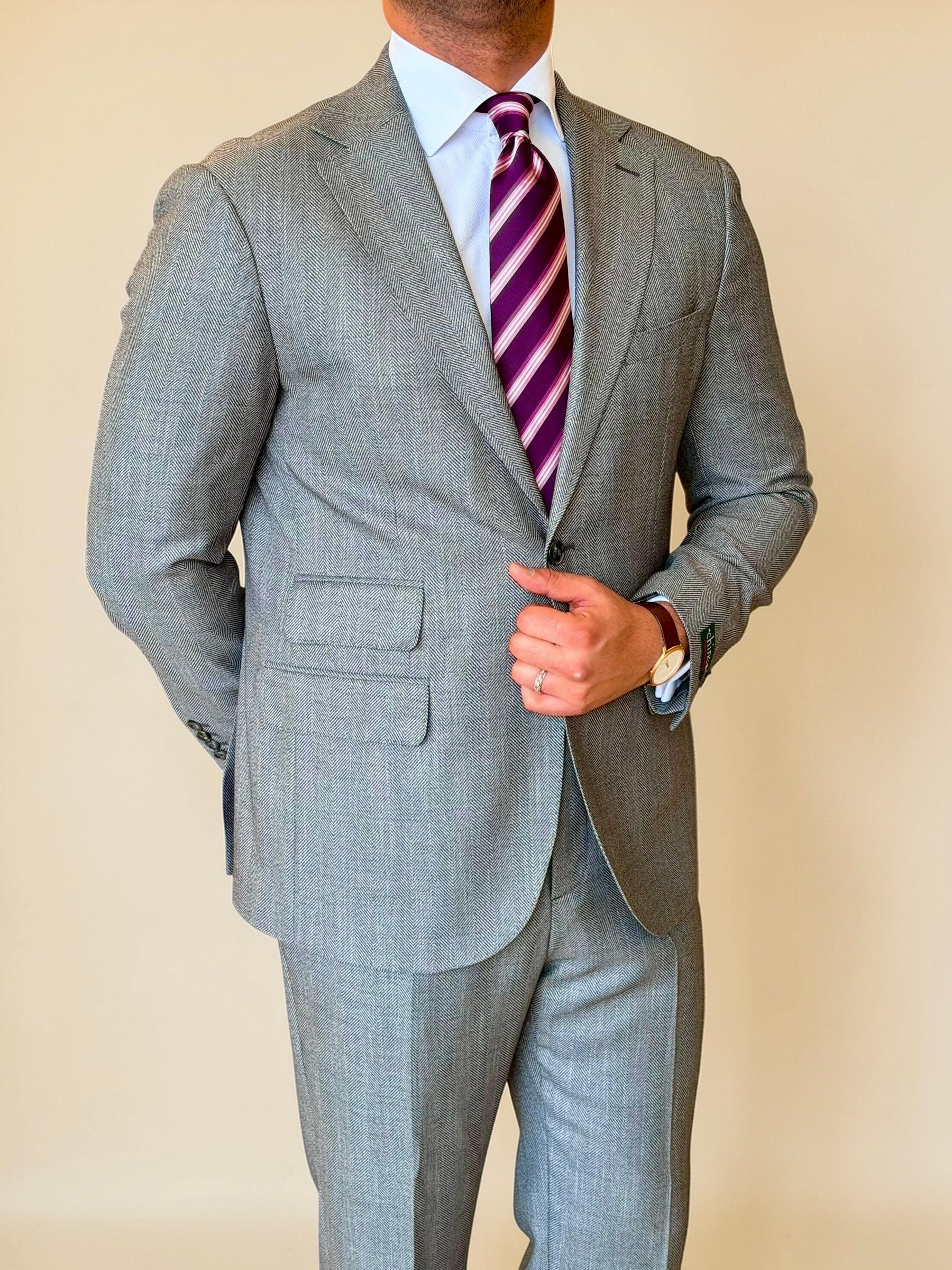 Herringbone notch suit - Gray