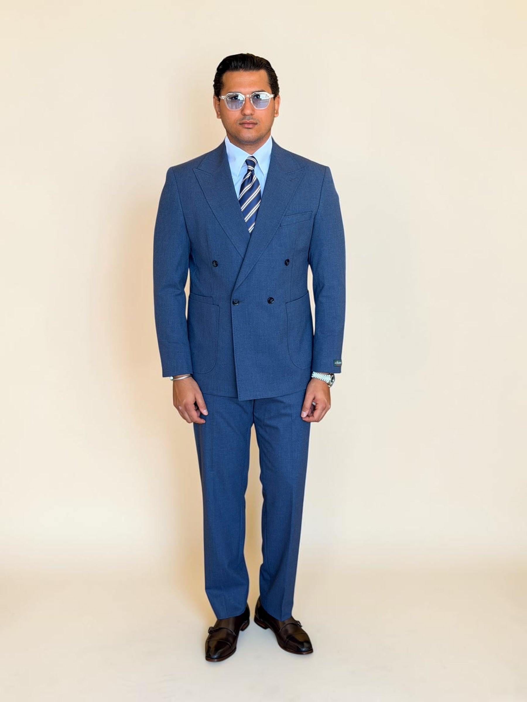 Double breasted 4 button suit - Blue