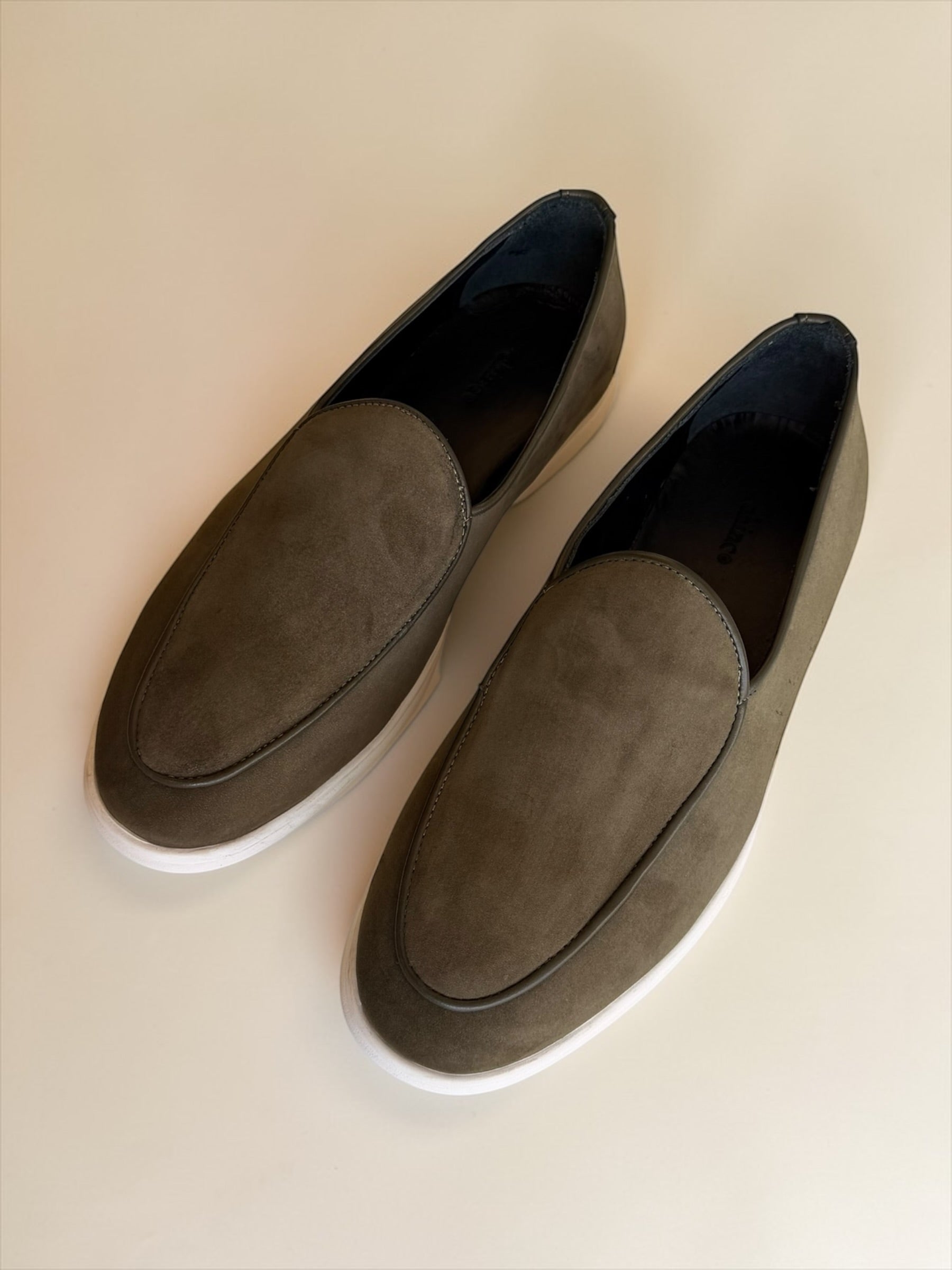 Suede leather loafers - Olive