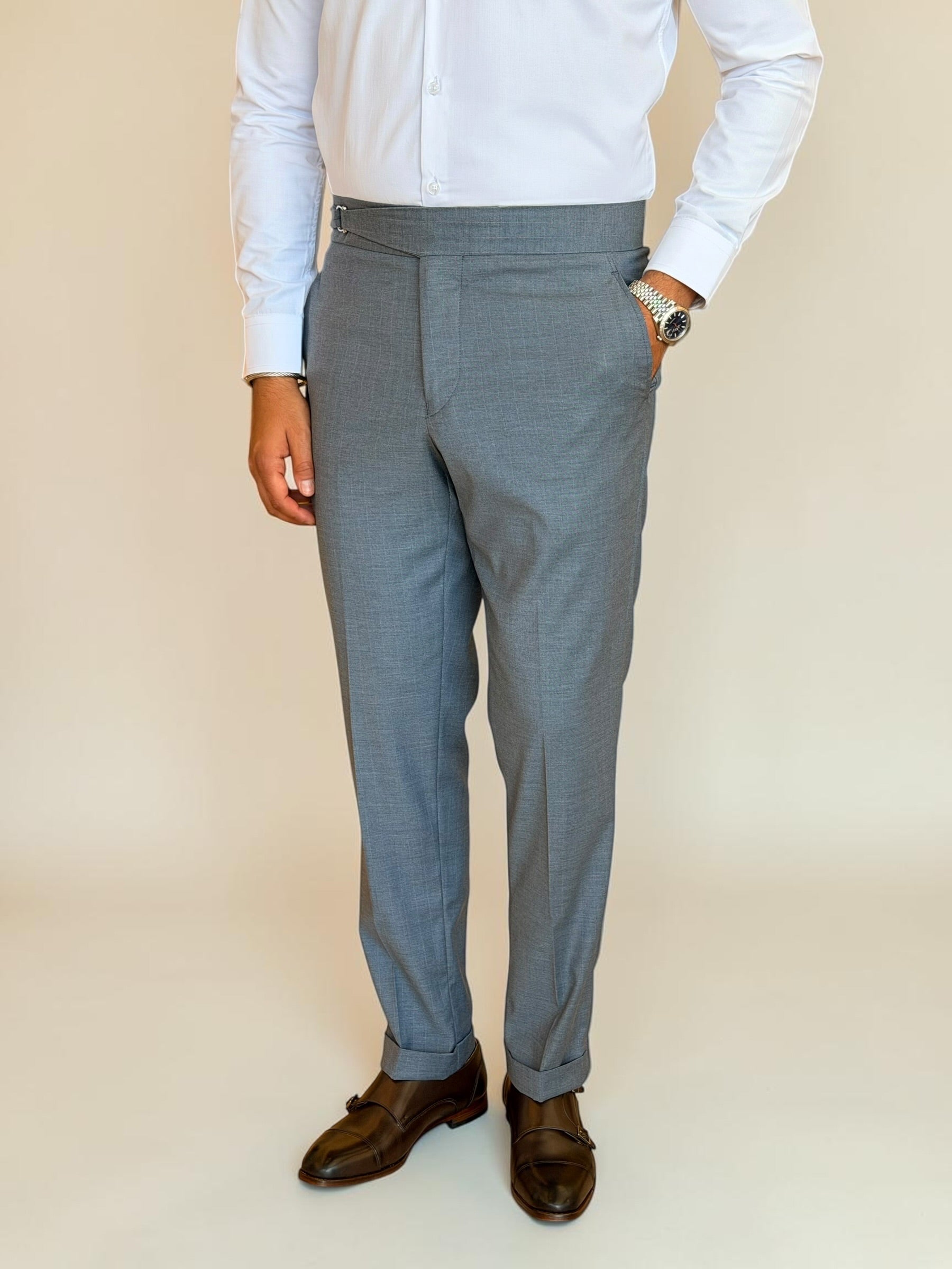 One side stripe gurkha trousers - Blue