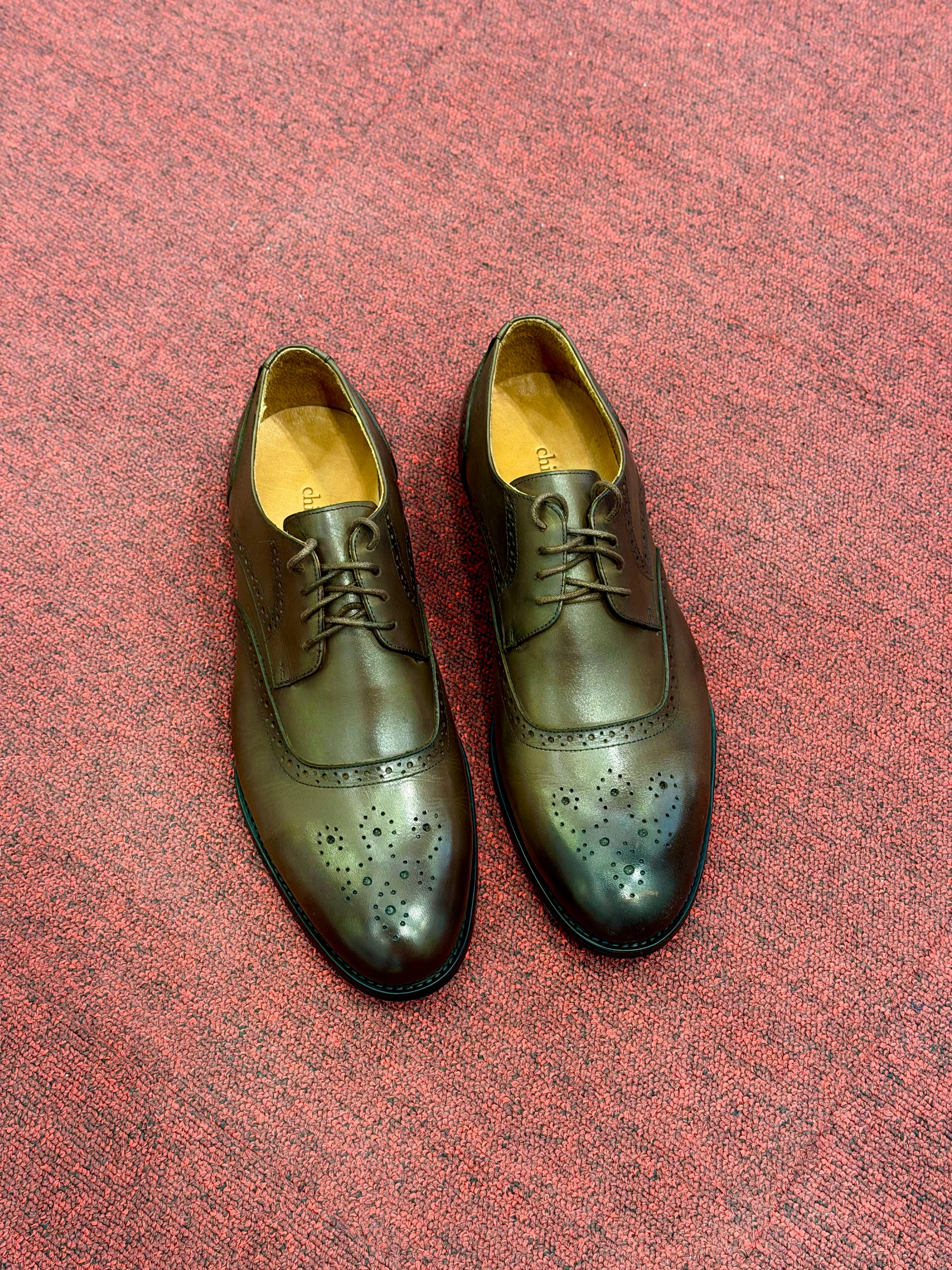 Brouge leather shoes - Brown