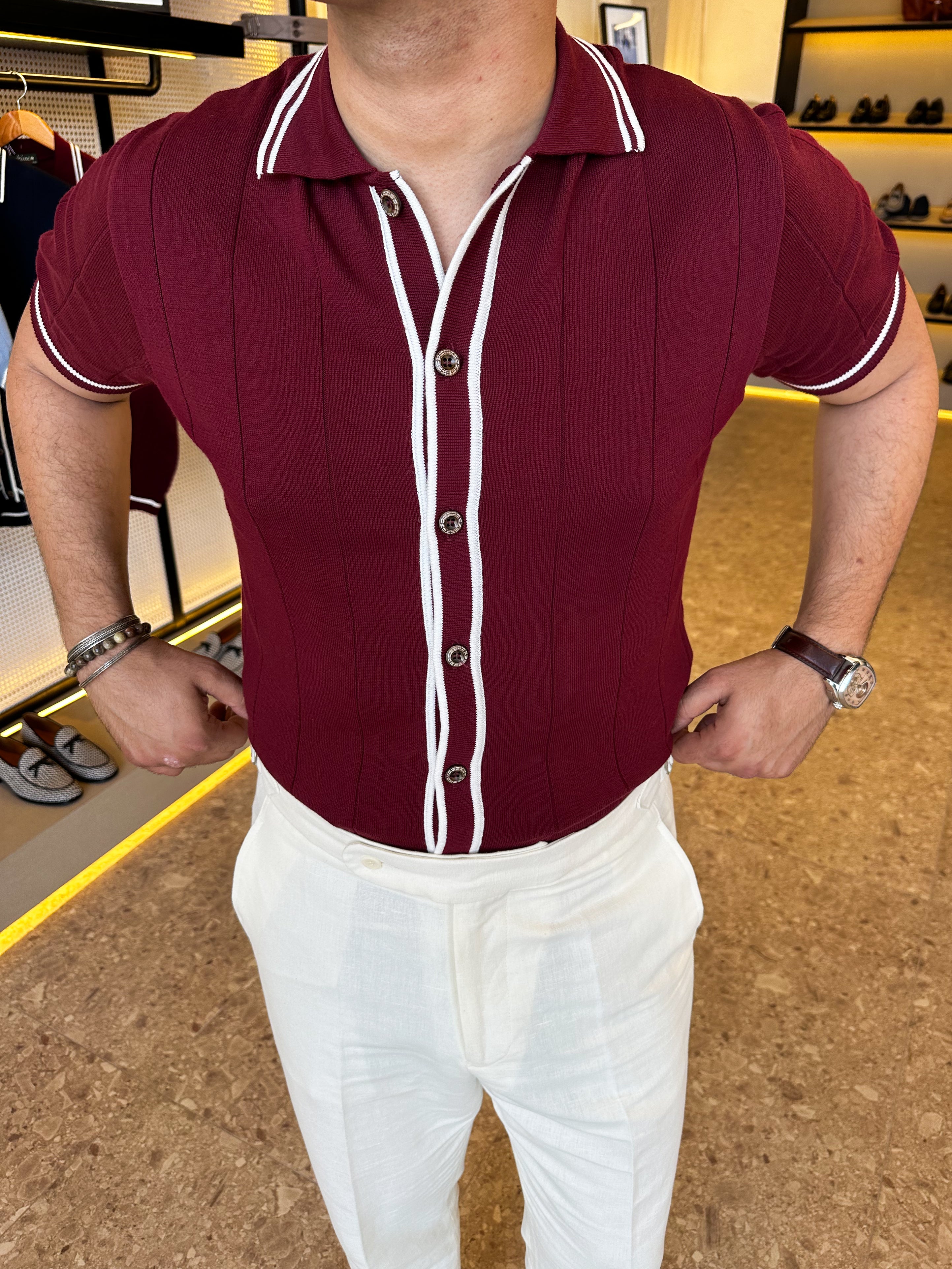 Cardigan knitwear - burgundy