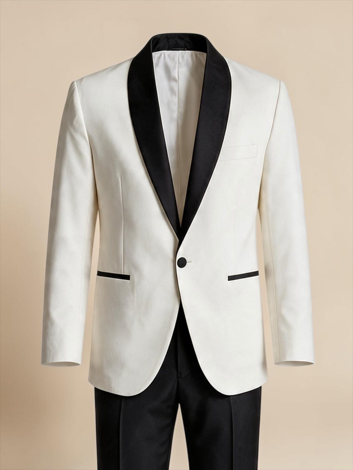 Shawl Collar Tuxedo Blazer - Off white