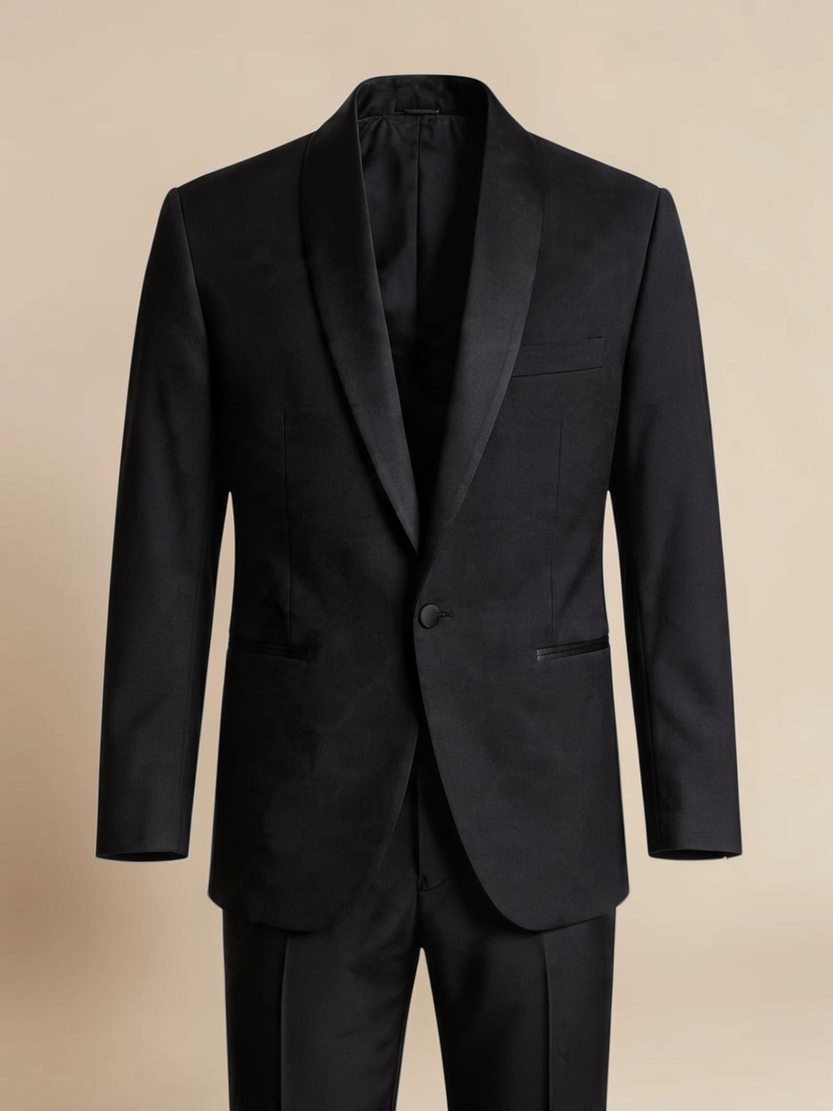 Shawl Collar Tuxedo Suit - Black