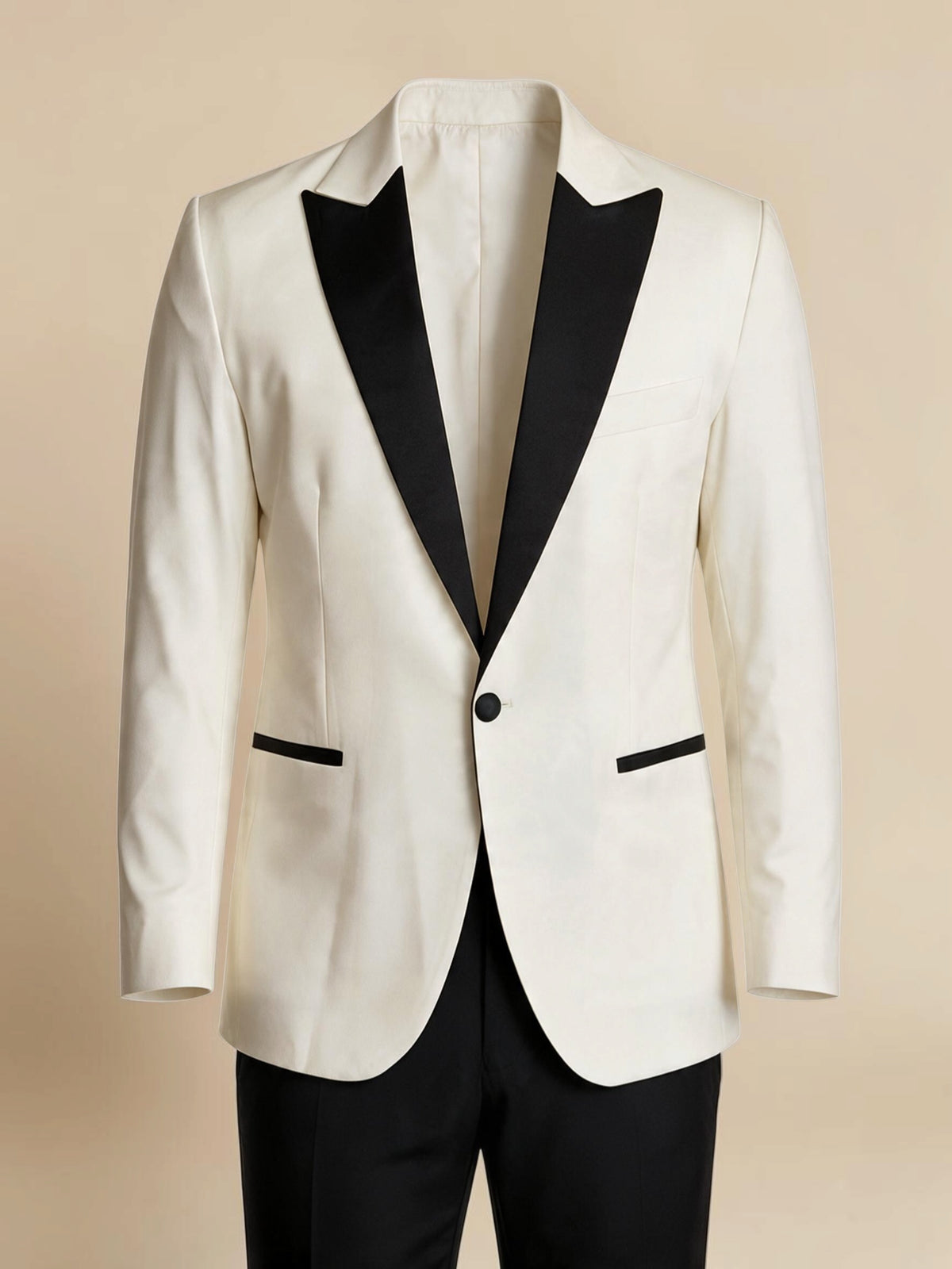 Peak Collar Tuxedo Blazer - Off white