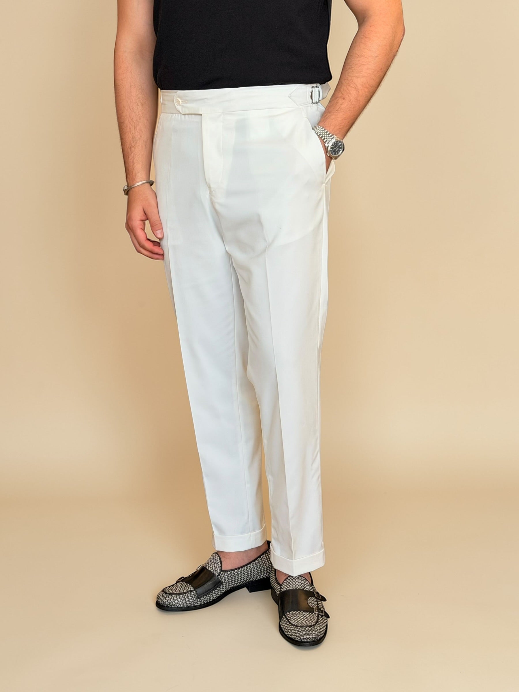 Chino Side Adjuster Trousers - Off white