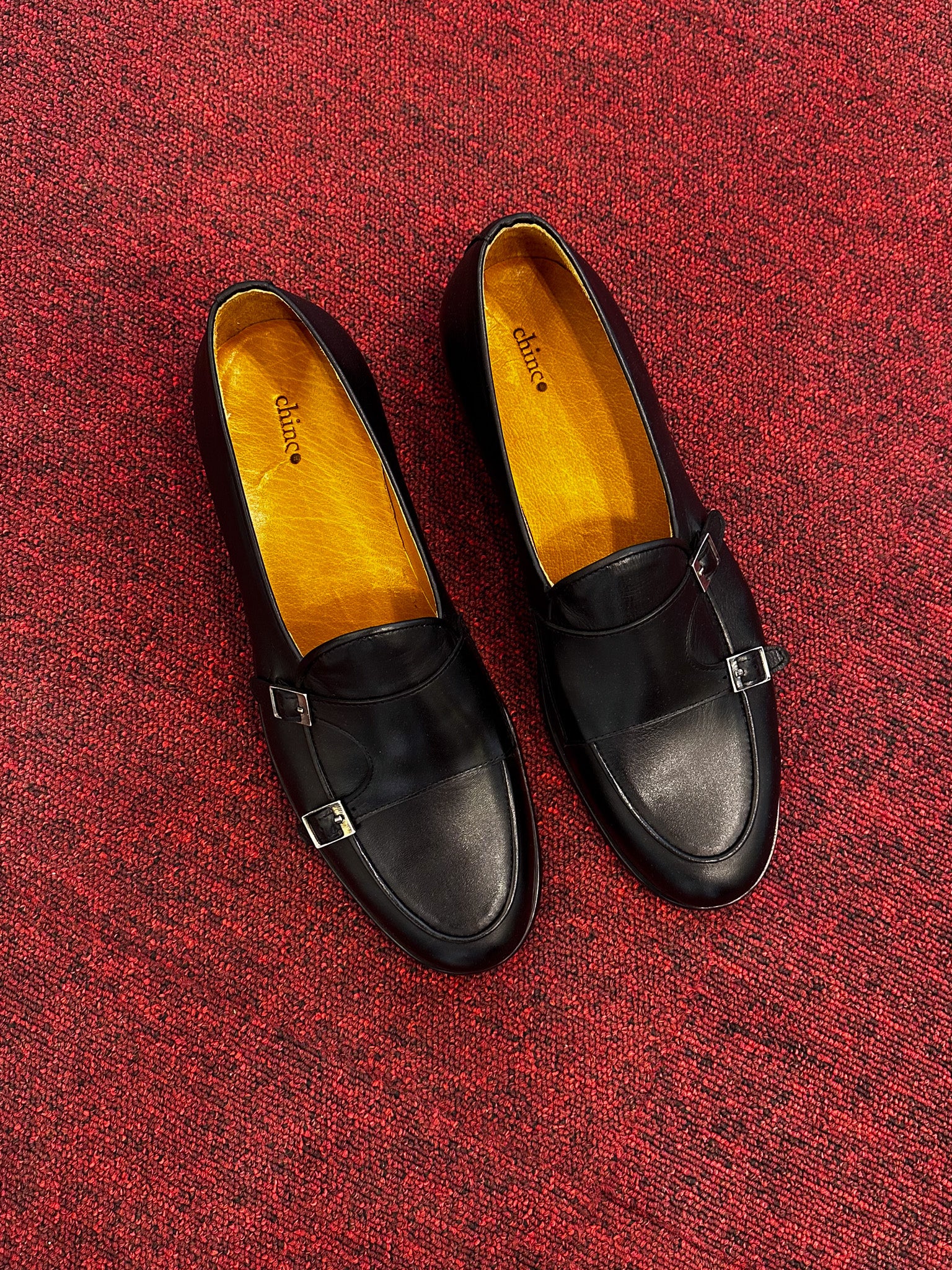 Double monk leather loafers - Black